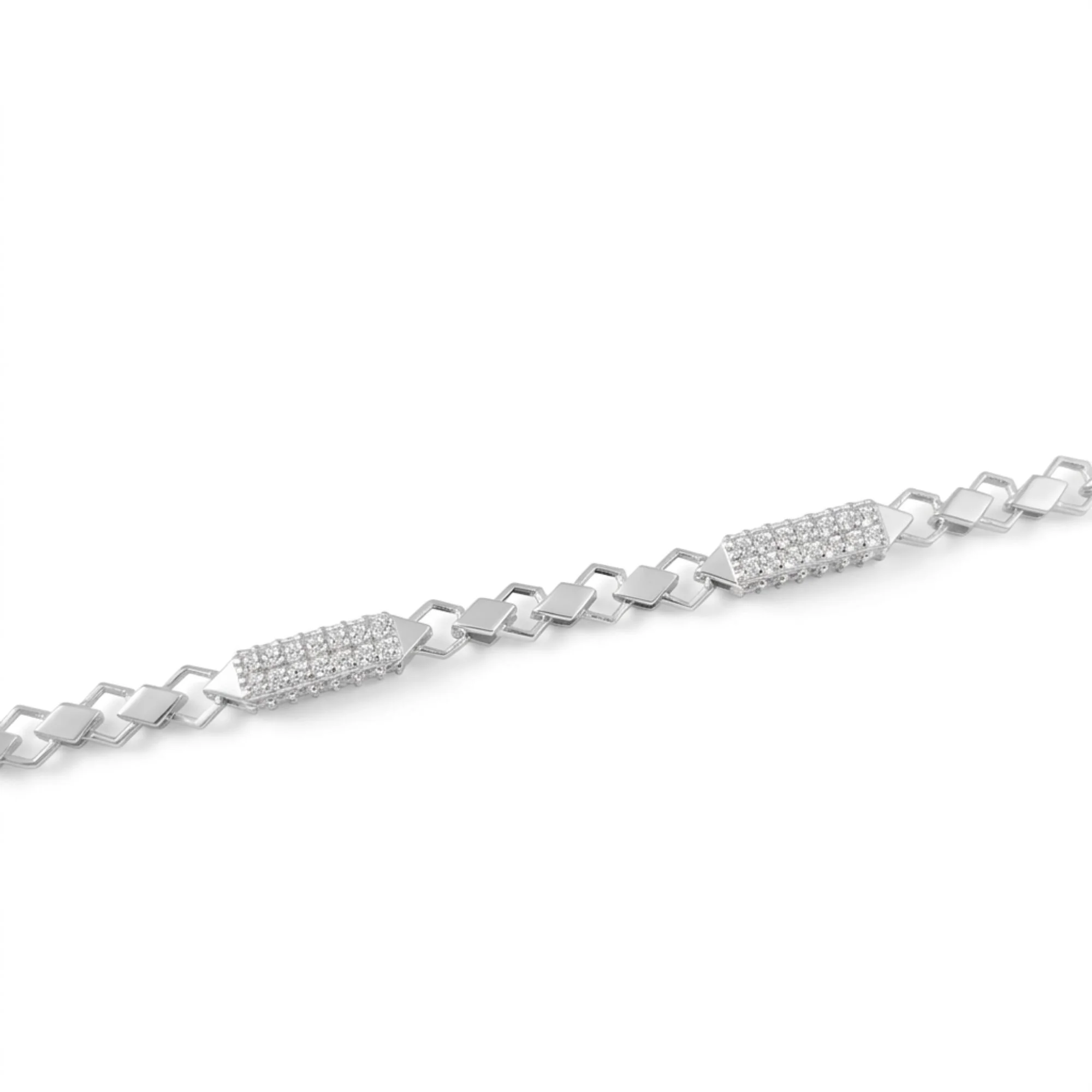 Silver Openwork Geometric Men's Bracelet - Image 3
