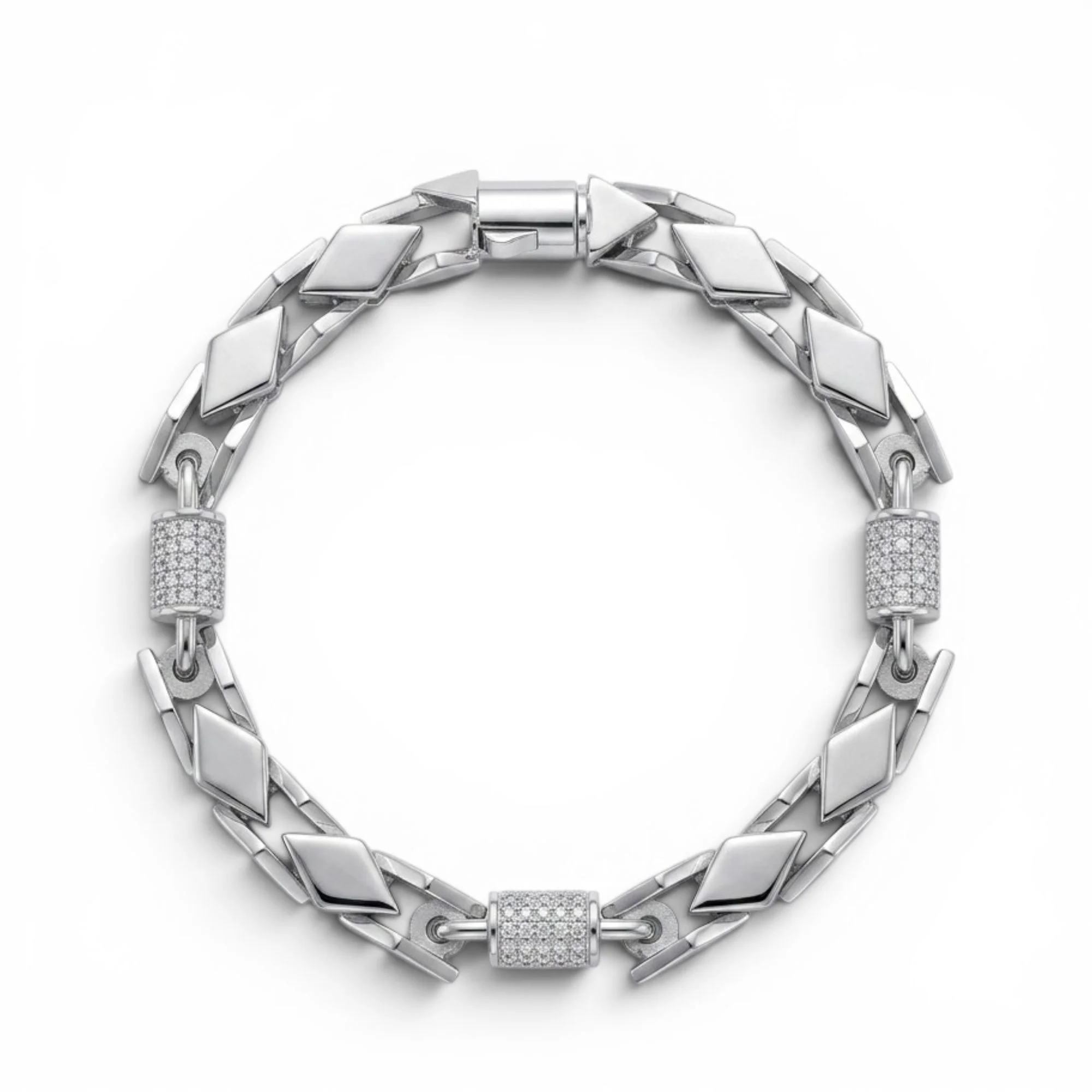Silver Diamond-Link Bracelet Men's Bracelet