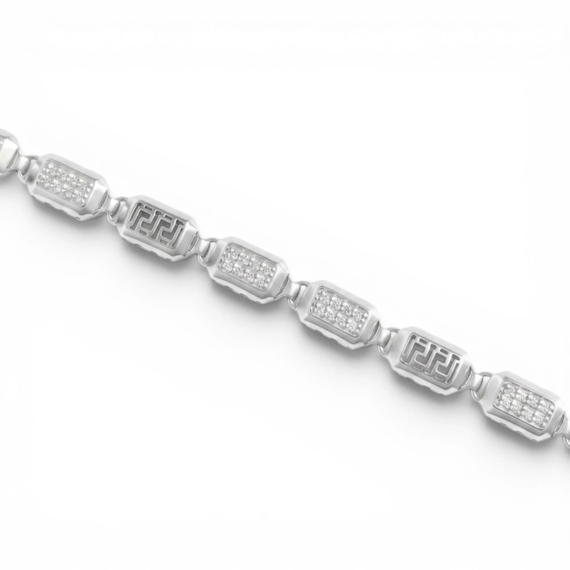 Silver Greek Key Station Men's Bracelet - Image 3