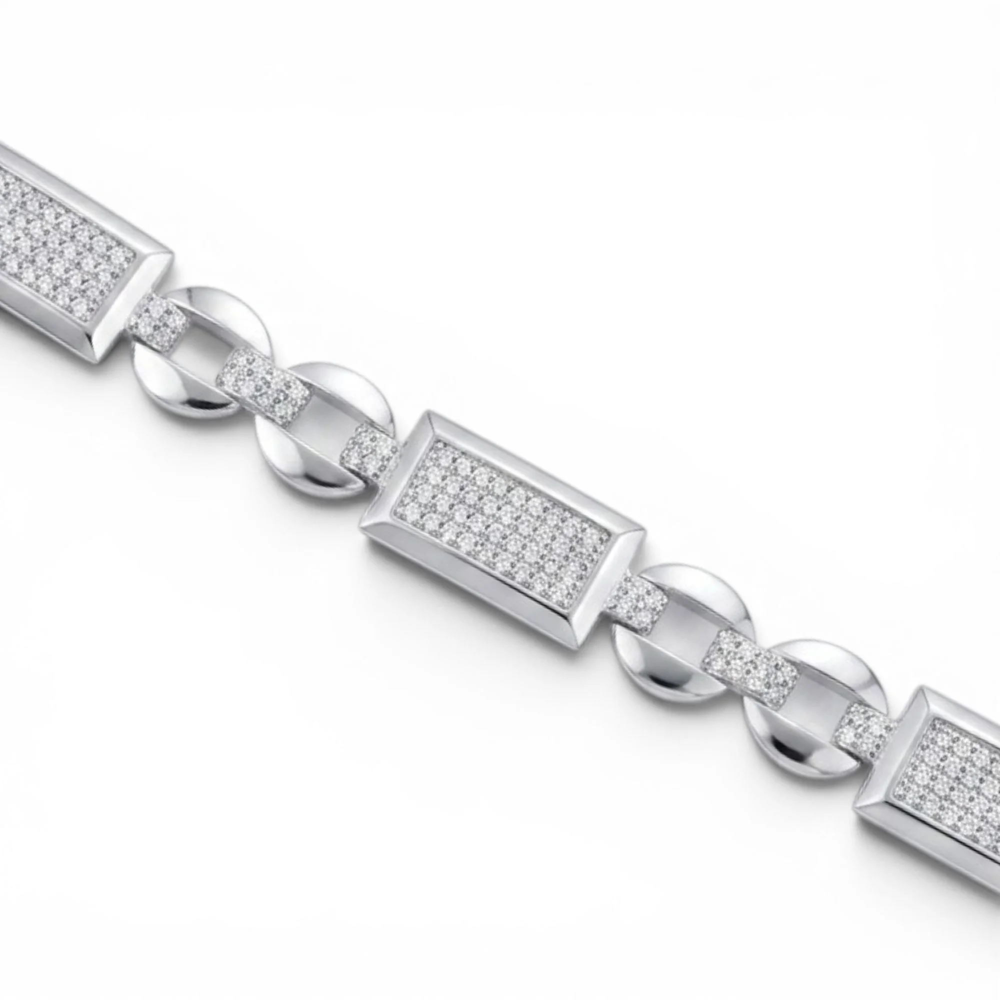 Silver Interlocking Infinity Bar Men's Bracelet - Image 3