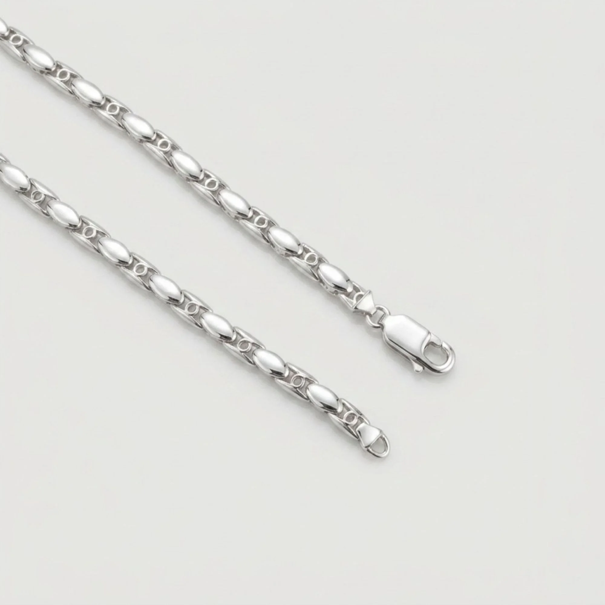 Silver Oval Bar Link Men's Chain - Image 3