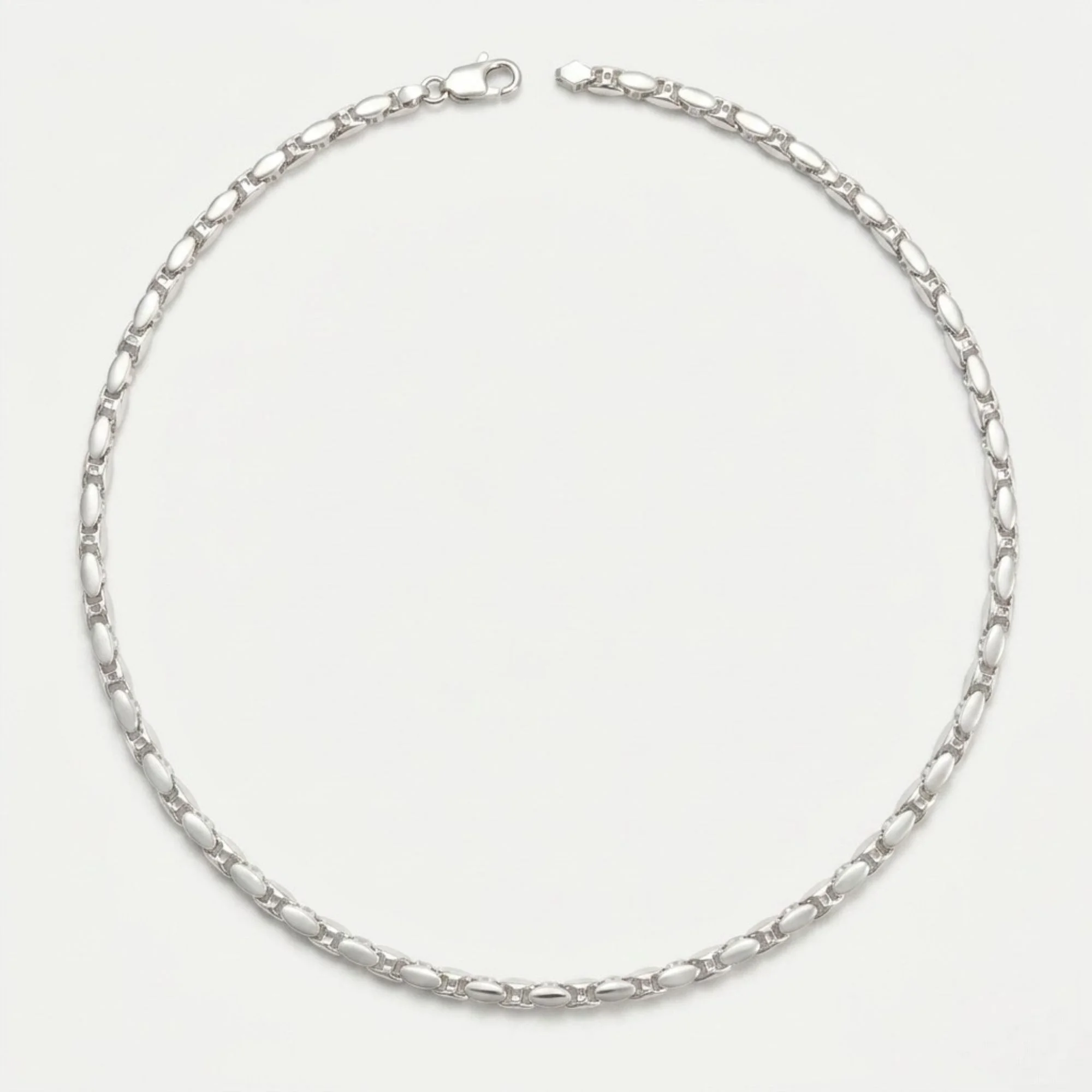 Silver Oval Bar Link Men's Chain - Image 4