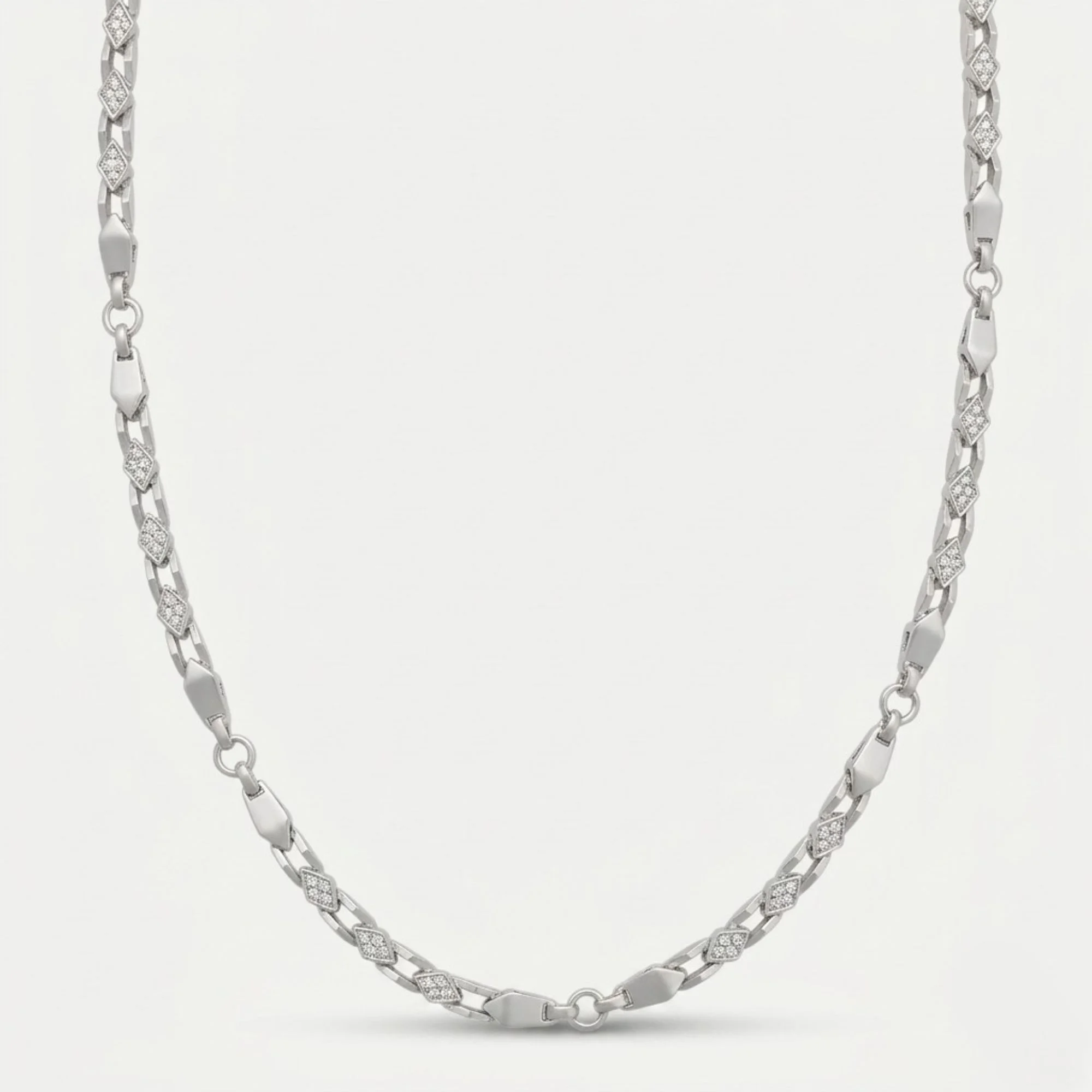 Silver Prism Geometric Link Men's Chain - Image 1