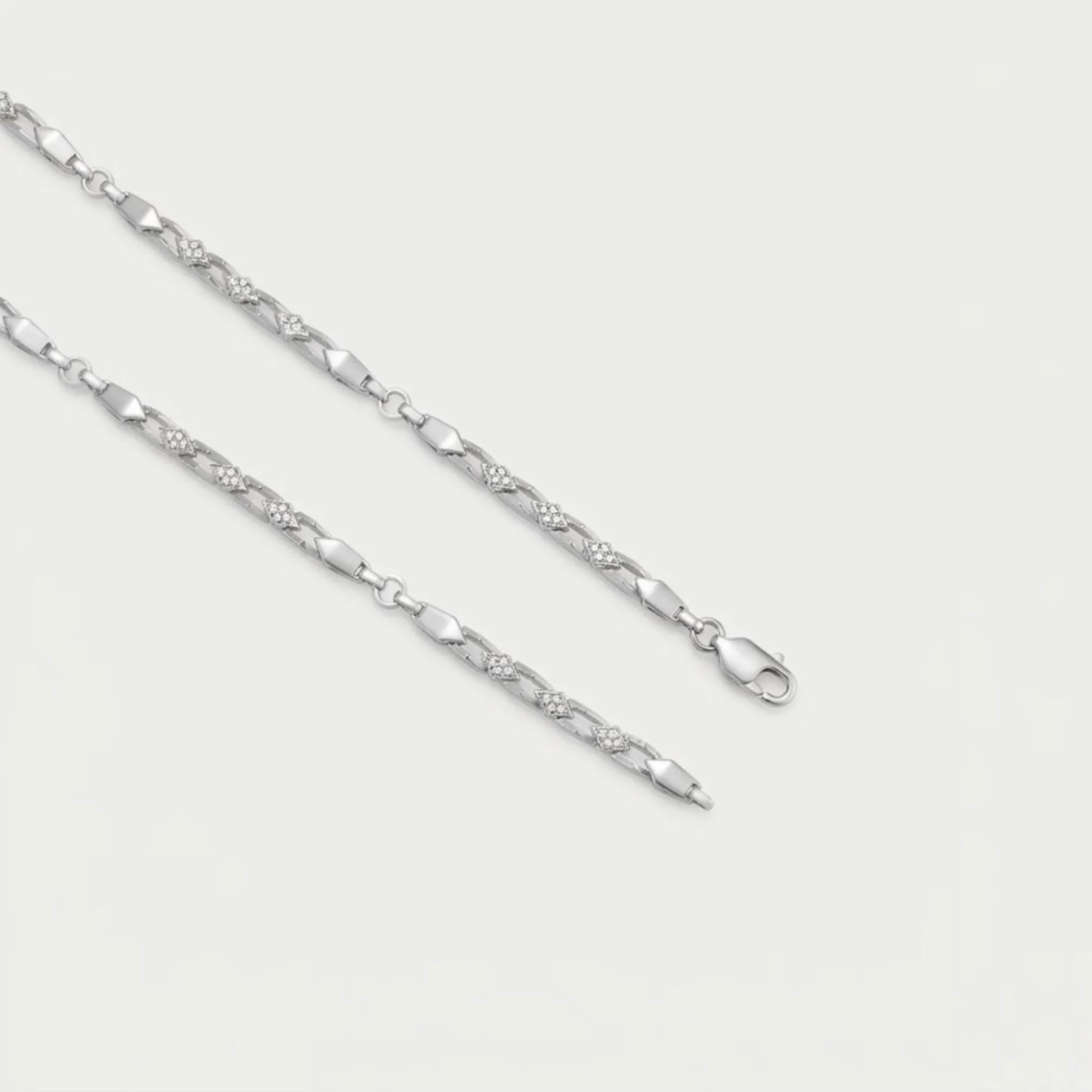 Silver Prism Geometric Link Men's Chain - Image 3