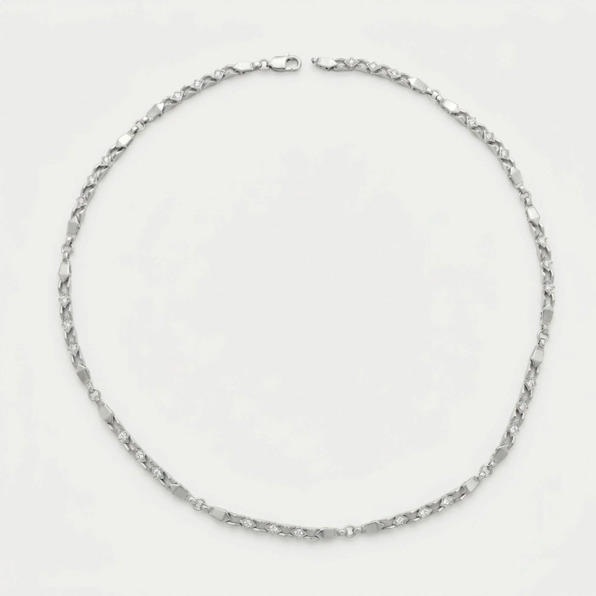 Silver Prism Geometric Link Men's Chain - Image 4