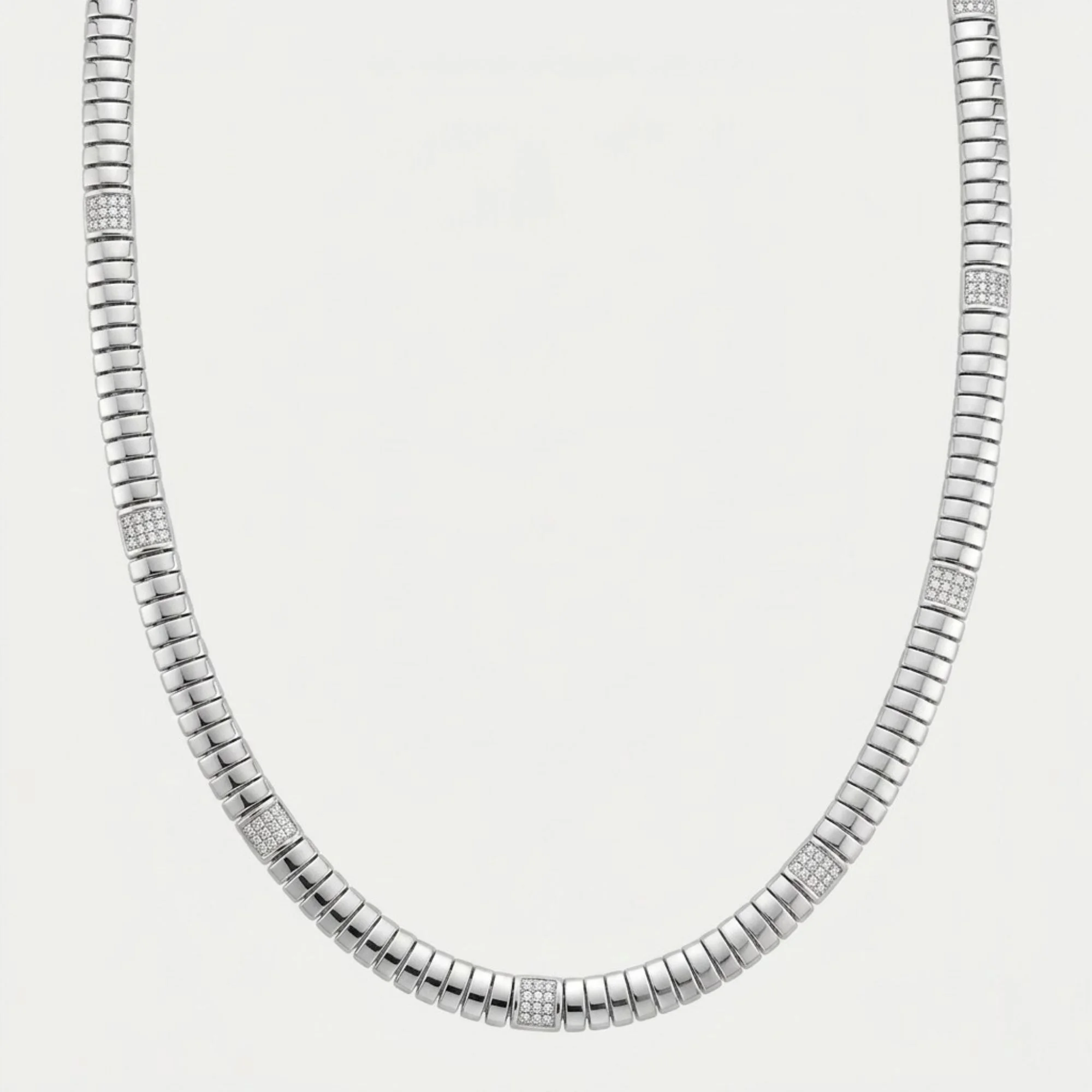 Silver Ribbed Tubular Men's Chain