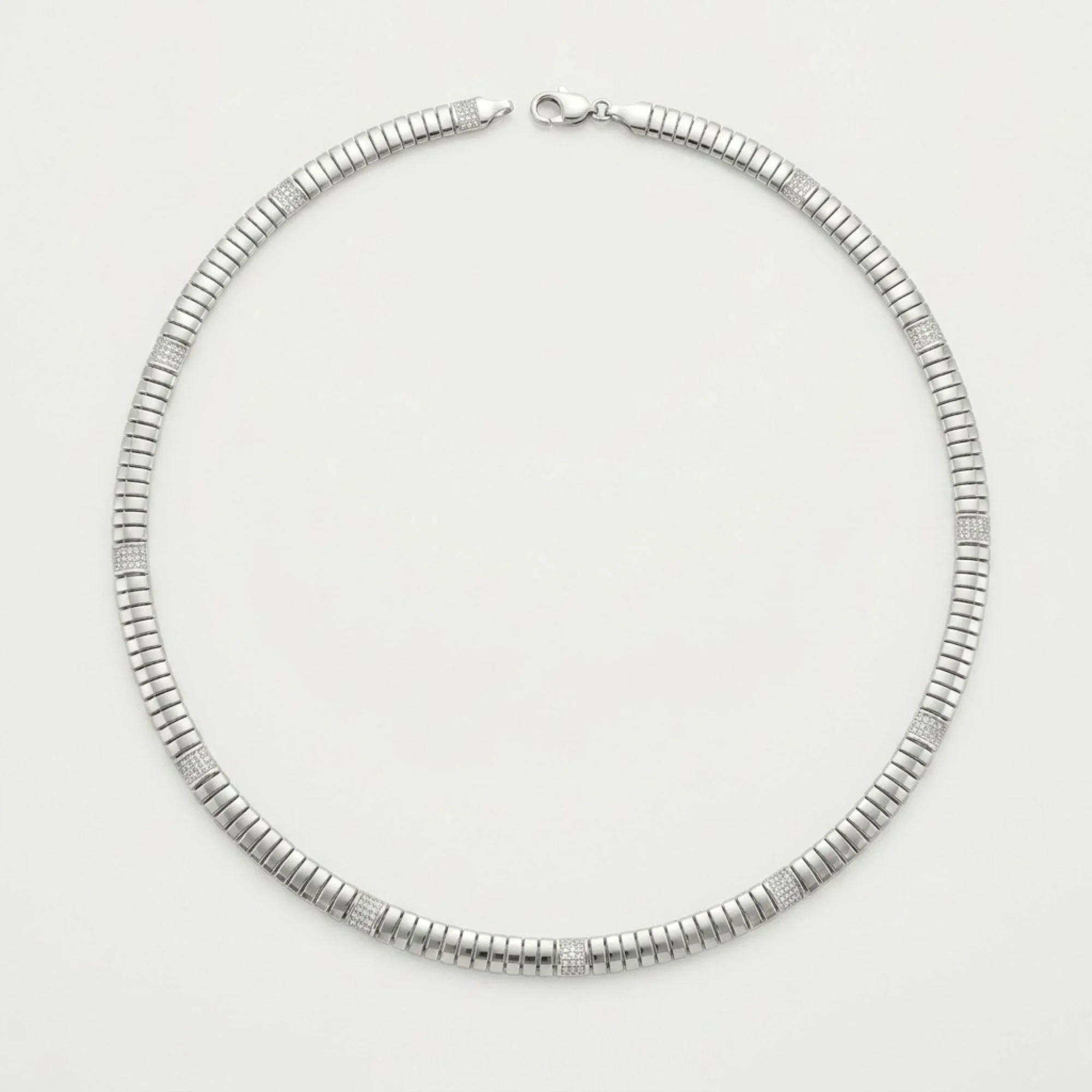 Silver Ribbed Tubular Men's Chain - Image 4