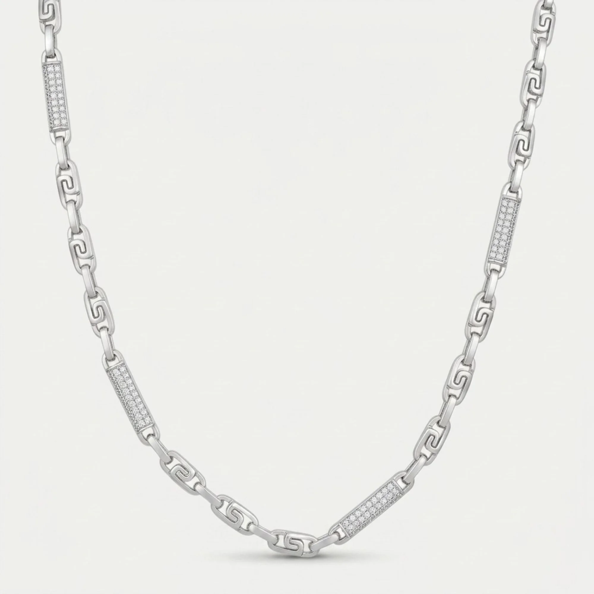 Silver Greek Key Men's Chain - Image 1