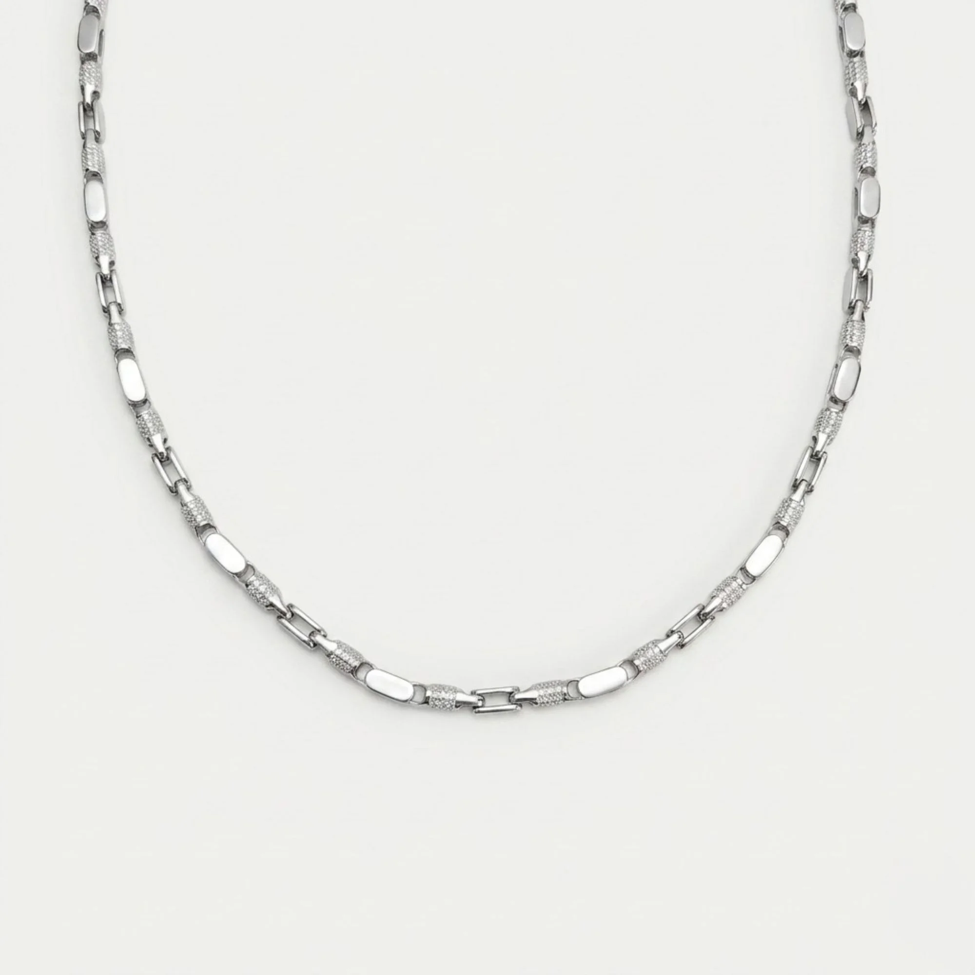Silver Linear Bullet Link Men's Chain - Image 1
