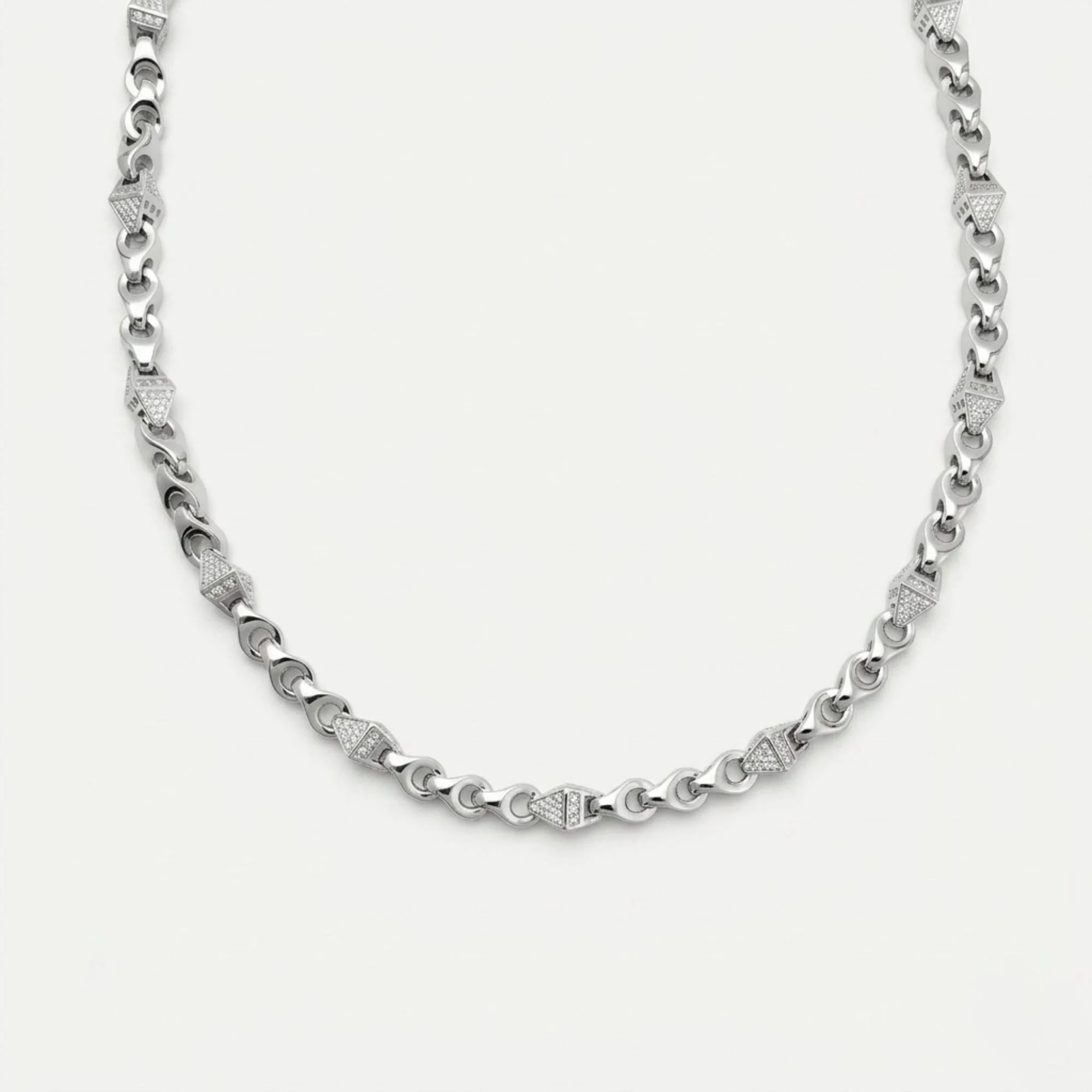 Silver 3D Pyramid Men's Chain - Image 1