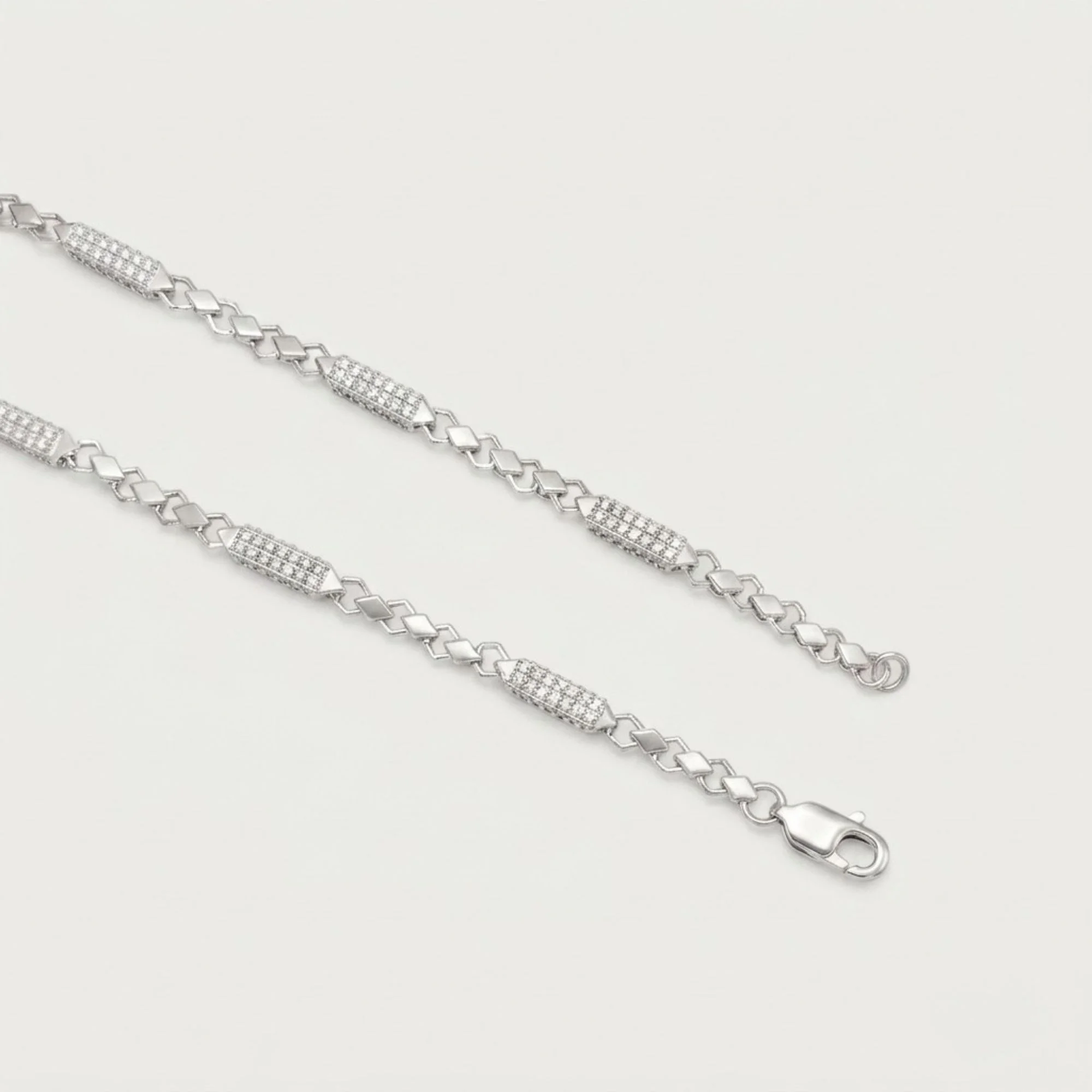 Silver Diamond Link Men's Chain - Image 3