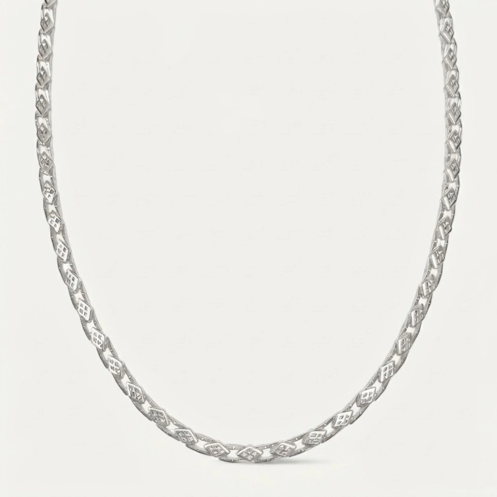 Silver Geometric Link Men's Chain - Image 1
