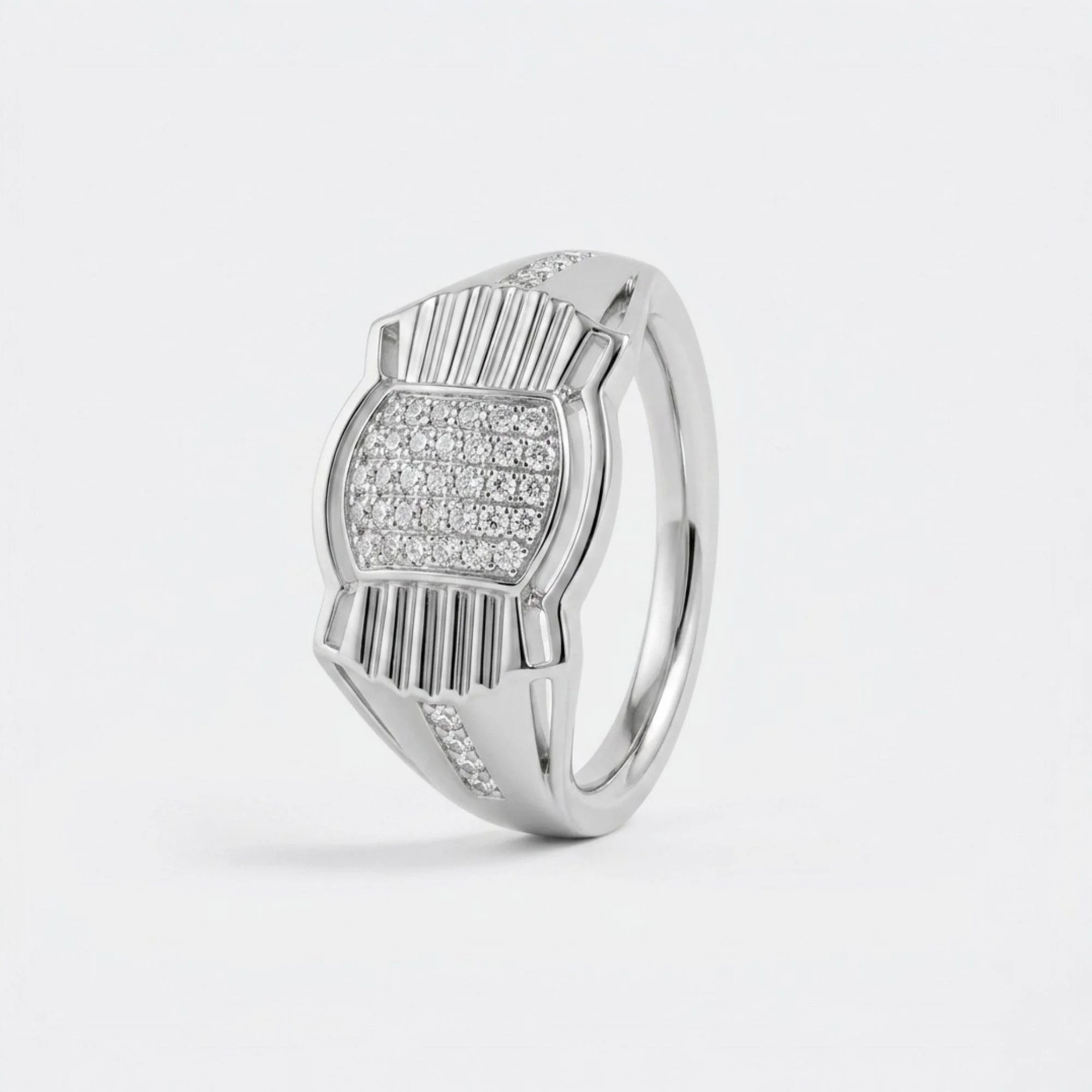 Silver Pave Cluster Men's Ring