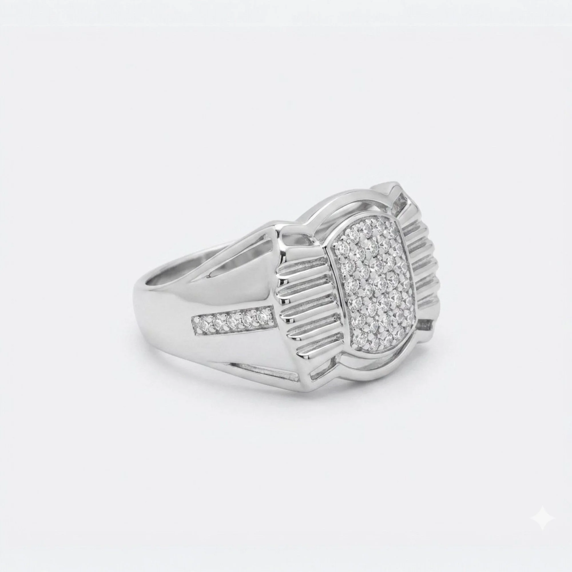 Silver Pave Cluster Men's Ring - Image 4