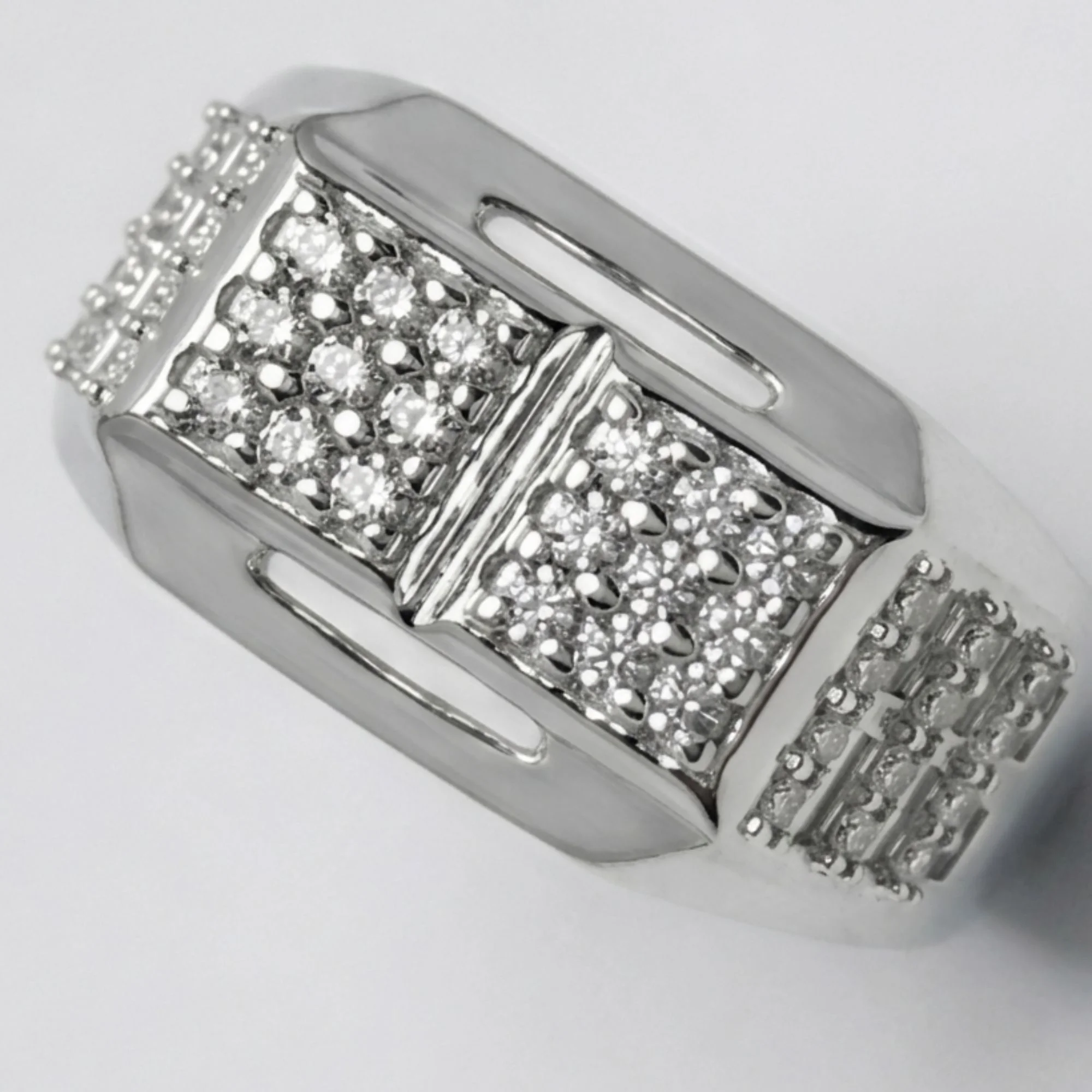 Silver Sleek Dual-Square Men's Ring - Image 3