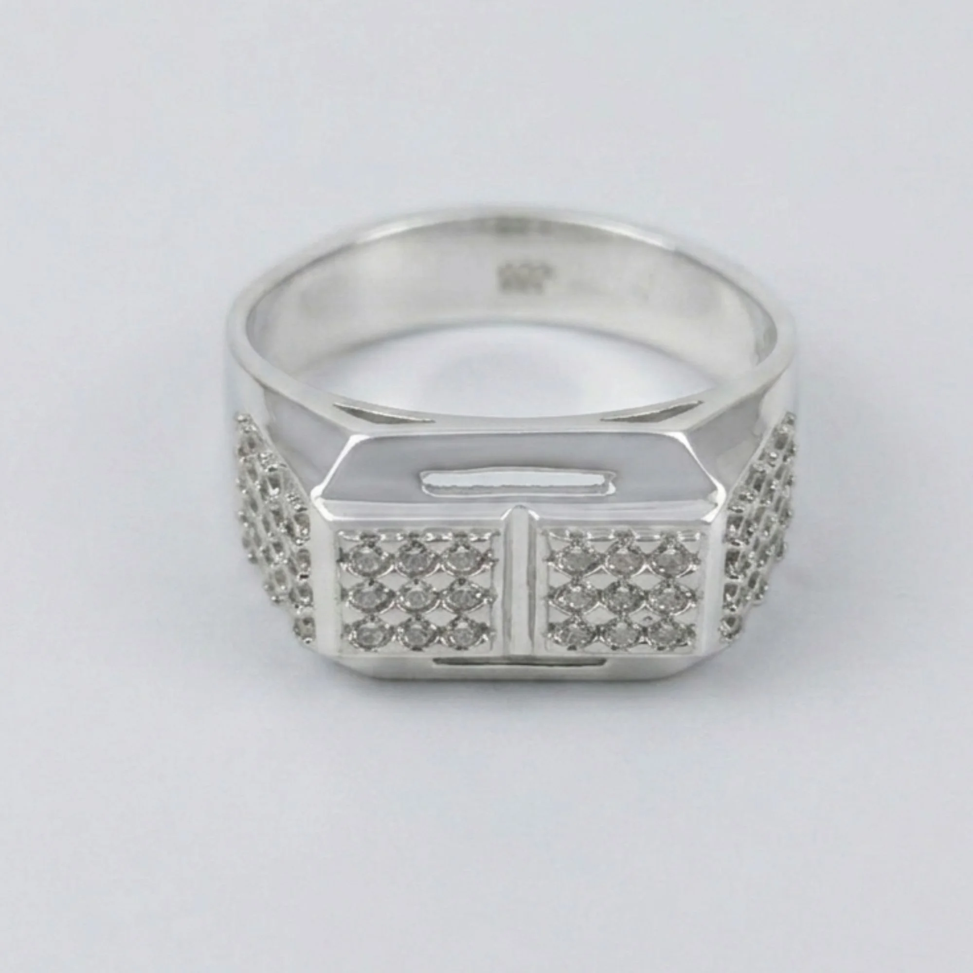 Silver Sleek Dual-Square Men's Ring - Image 4
