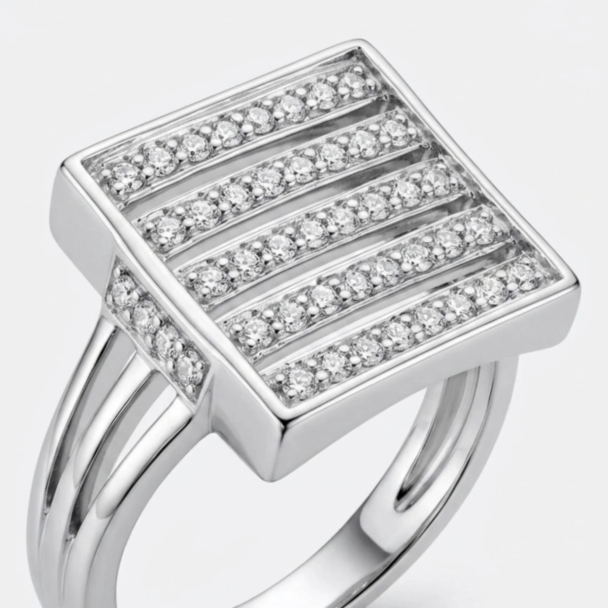 Silver Square-Panel Men's Ring - Image 3