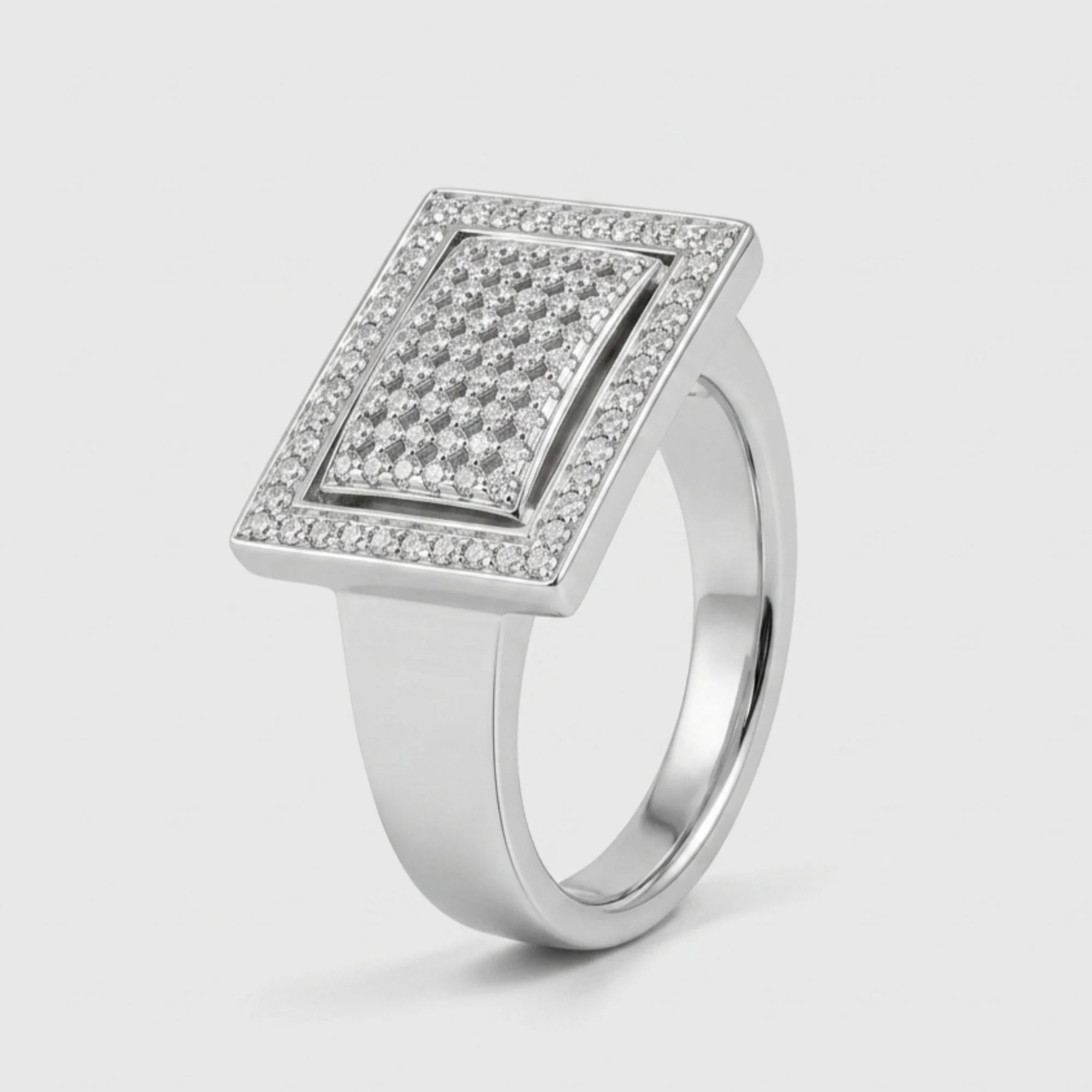 Silver Rectangular Guard Men's Ring