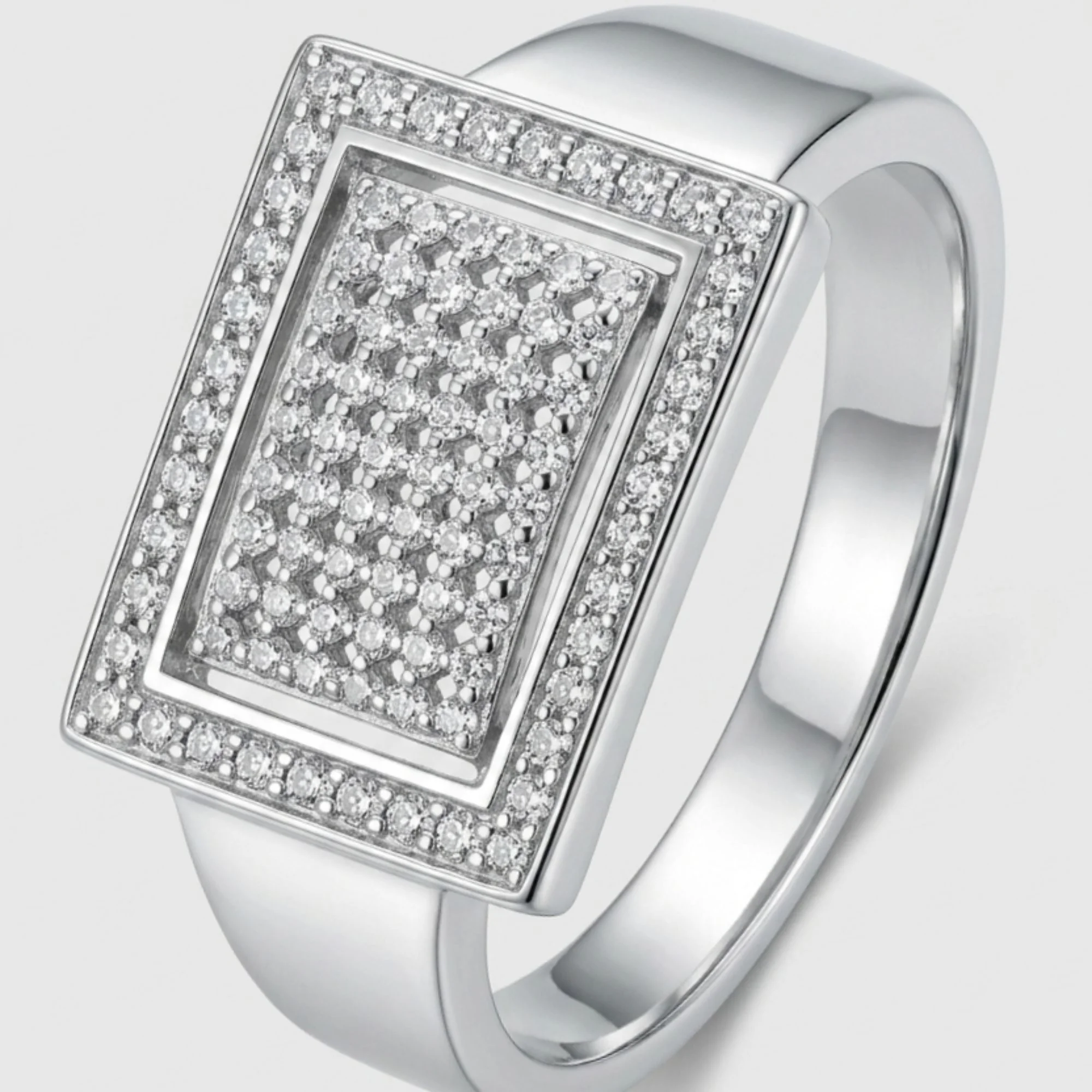 Silver Rectangular Guard Men's Ring - Image 3