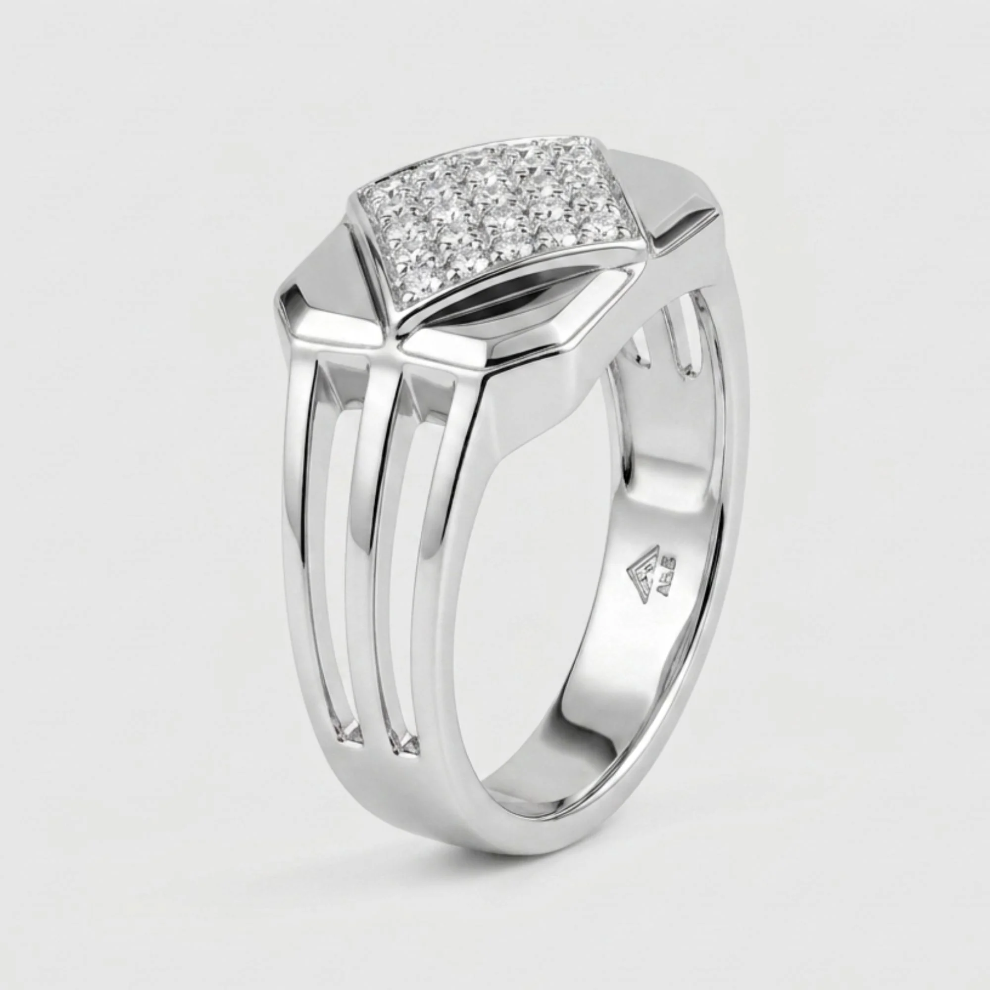Silver Radiant Rhombus Men's Ring