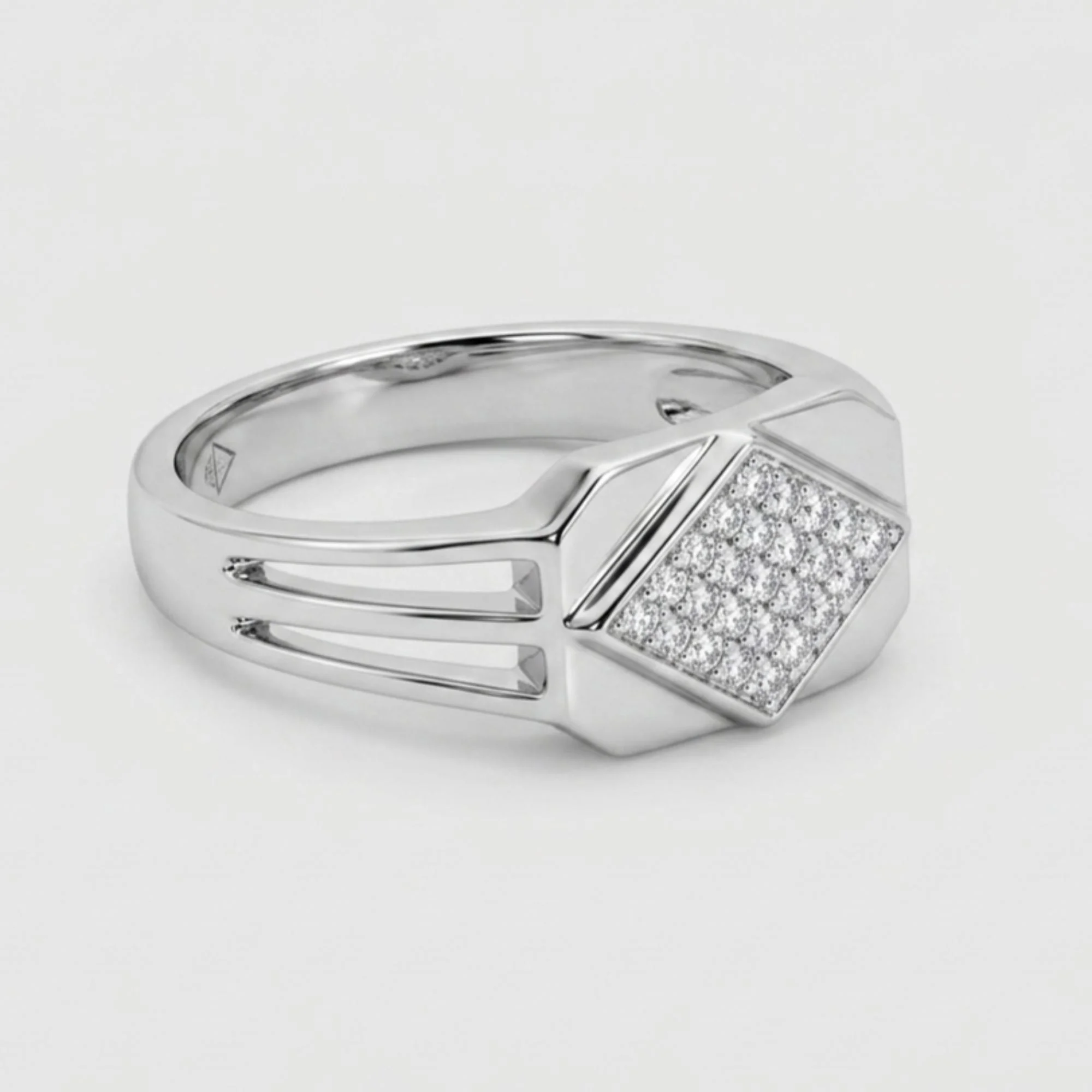 Silver Radiant Rhombus Men's Ring - Image 4