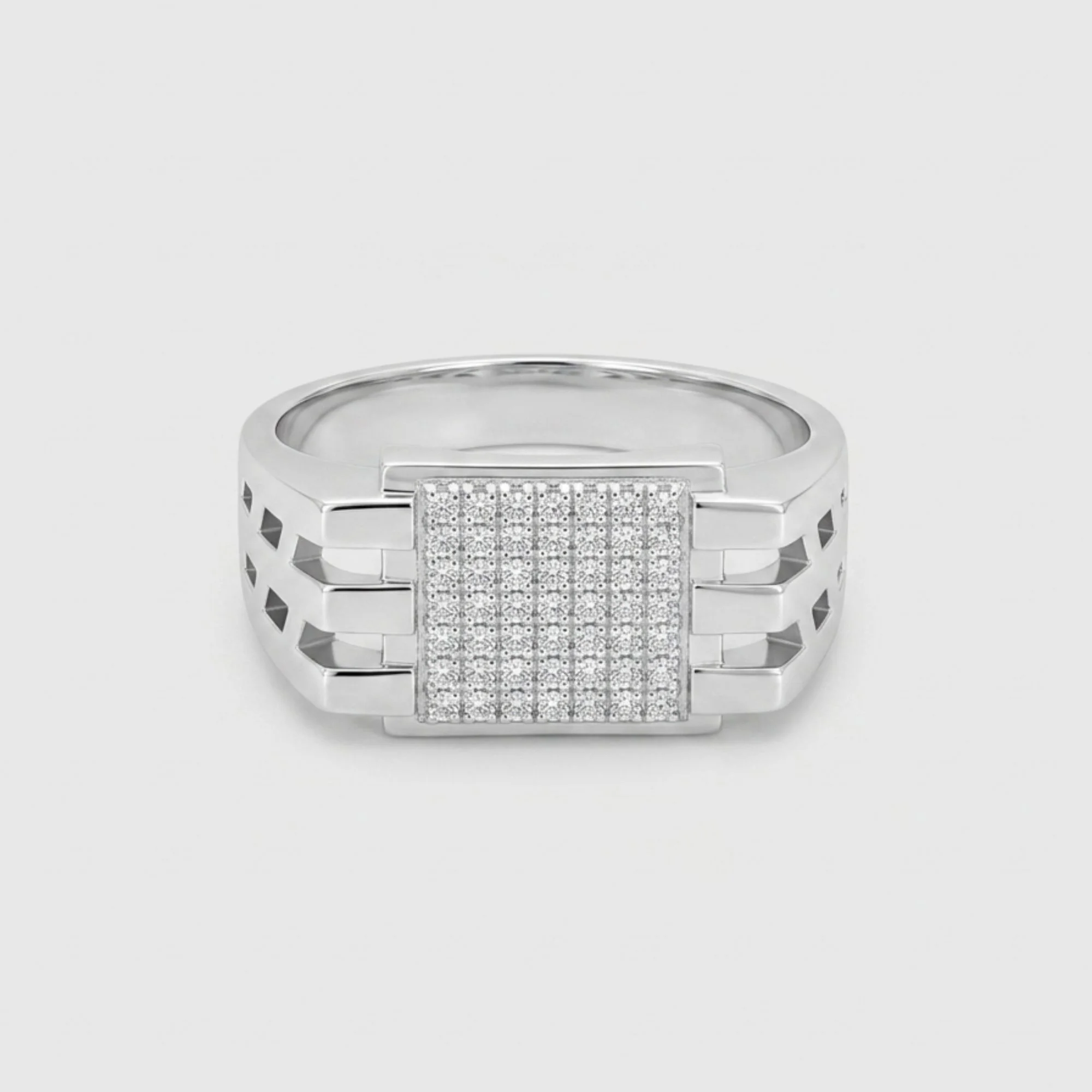 Silver Fortress Block Men's Ring - Image 4