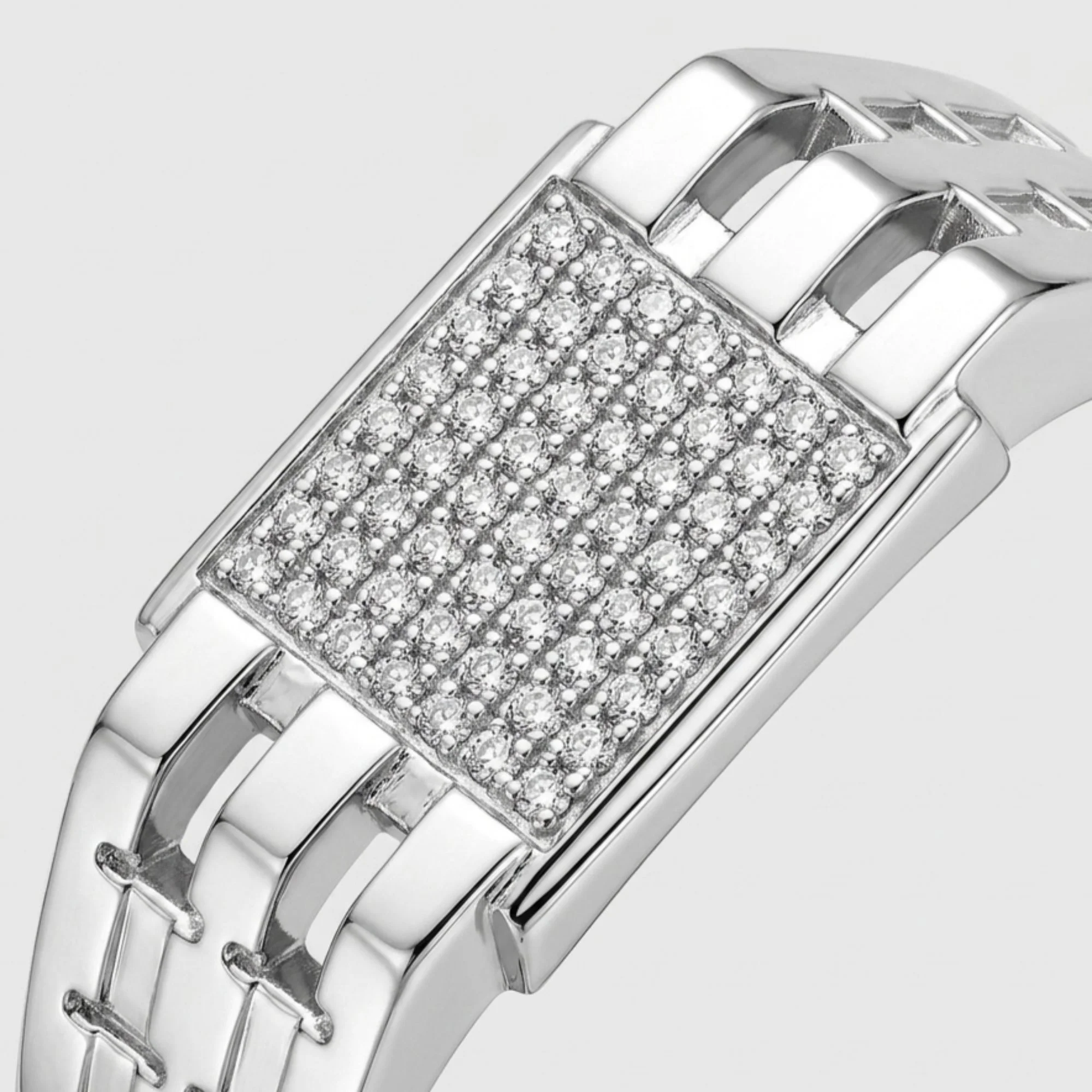 Silver Fortress Block Men's Ring - Image 3