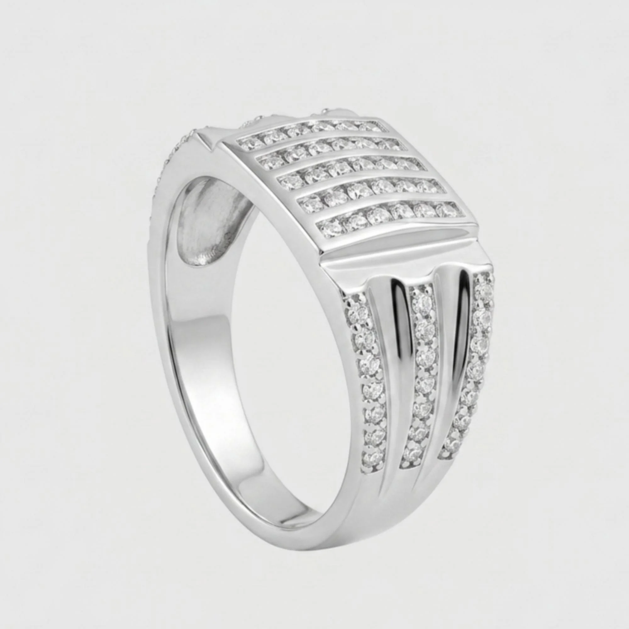 Silver Infinite Row Men's Ring