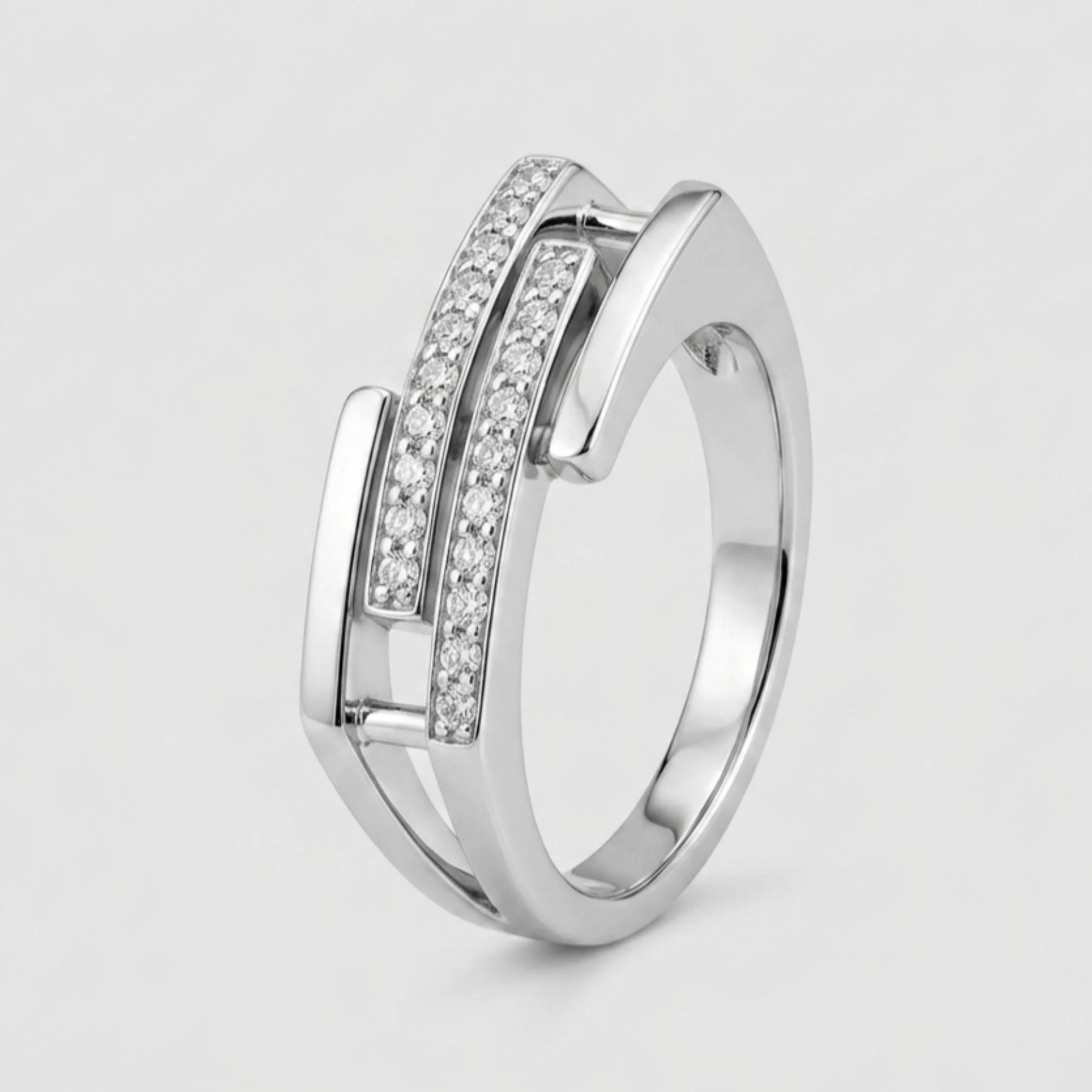 Silver Parallel Axis Men's Ring