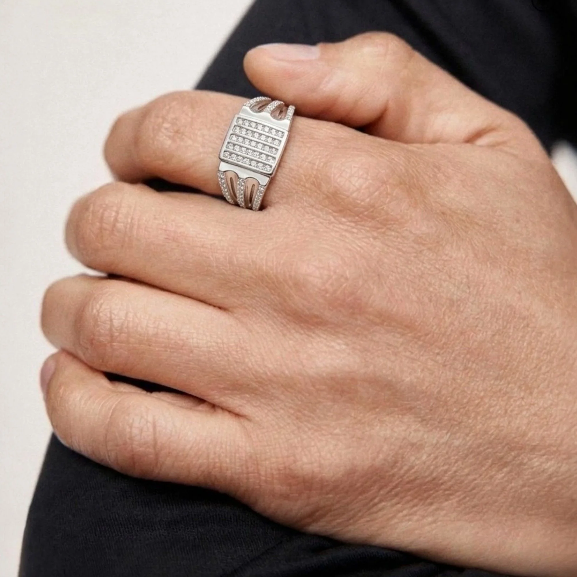 Silver Infinite Row Men's Ring - 2