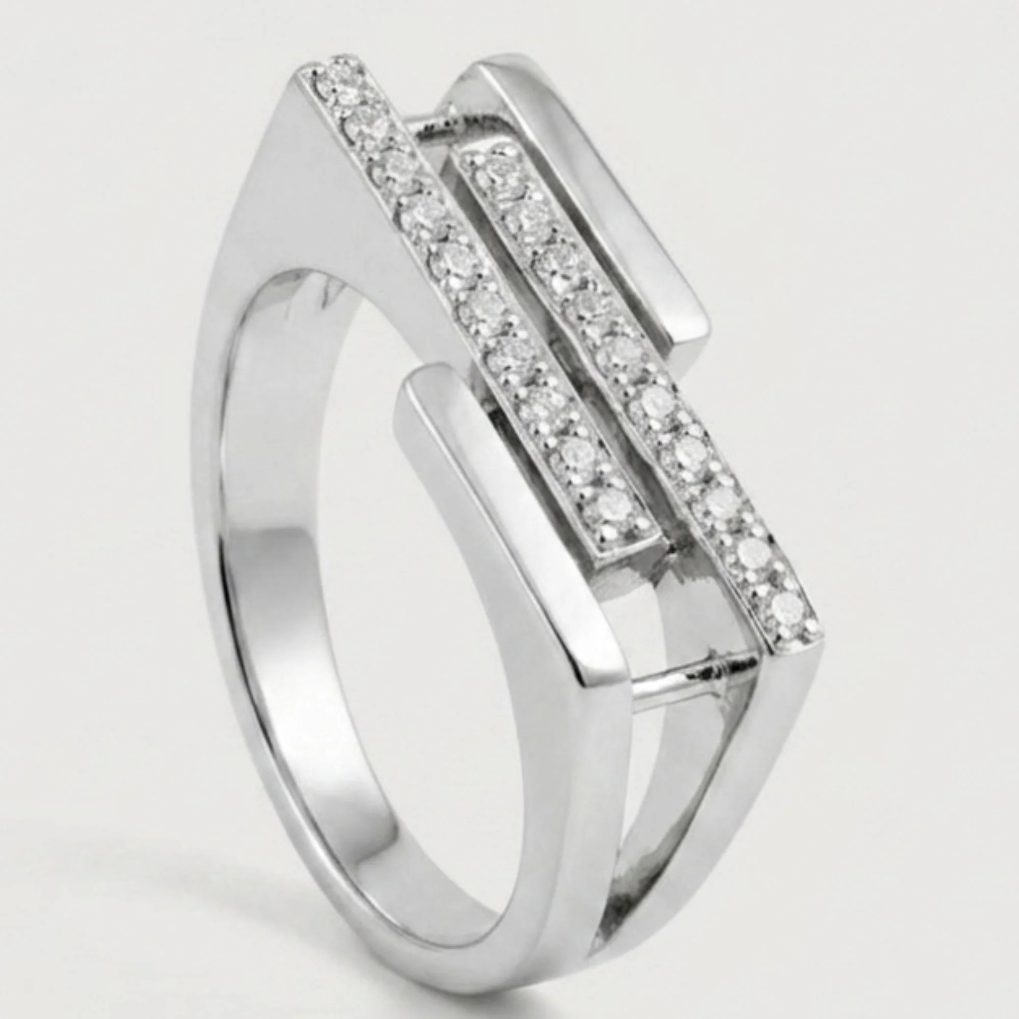 Silver Parallel Axis Men's Ring - Image 3