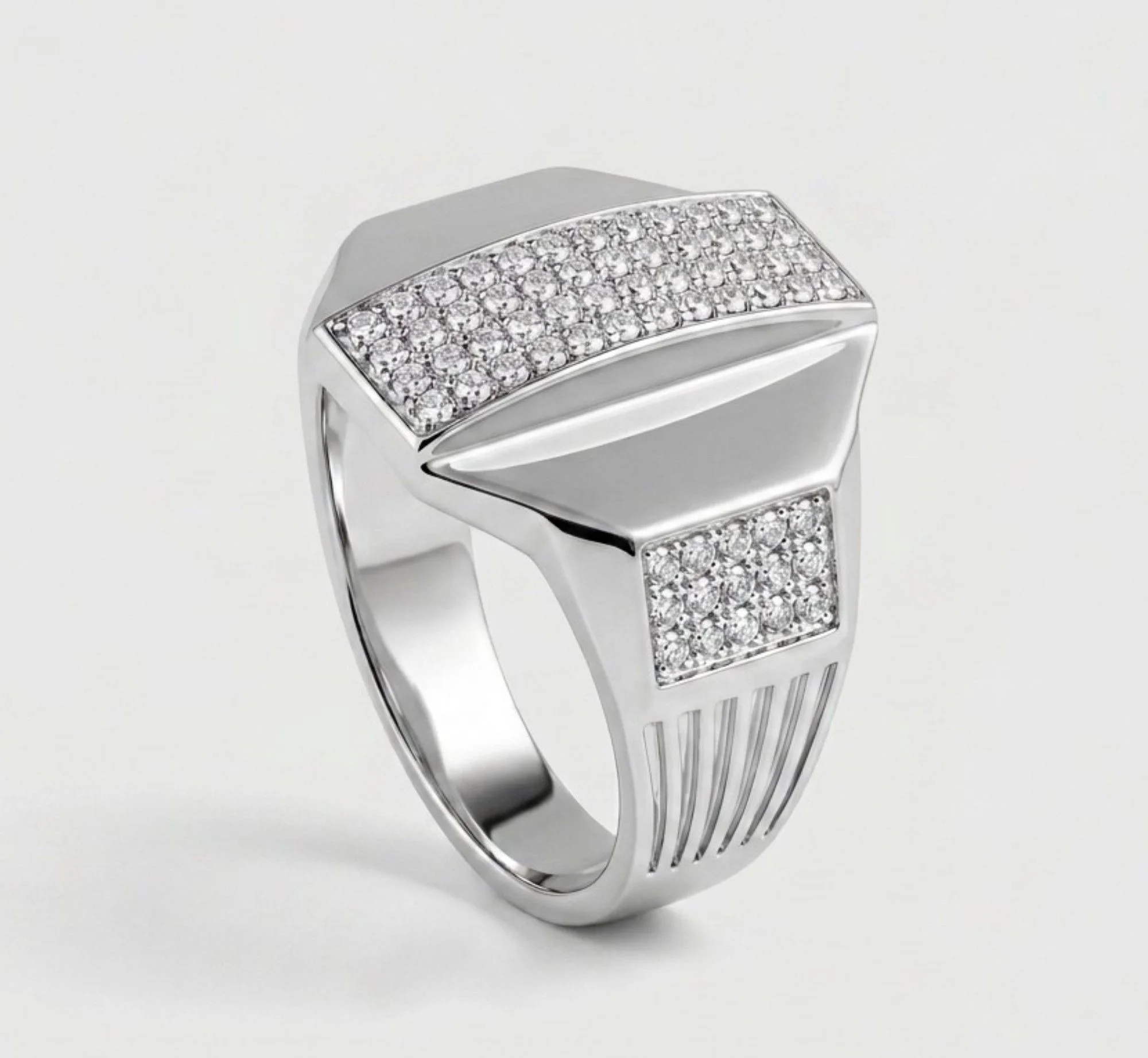 Silver Elongated Pillar Men's Ring