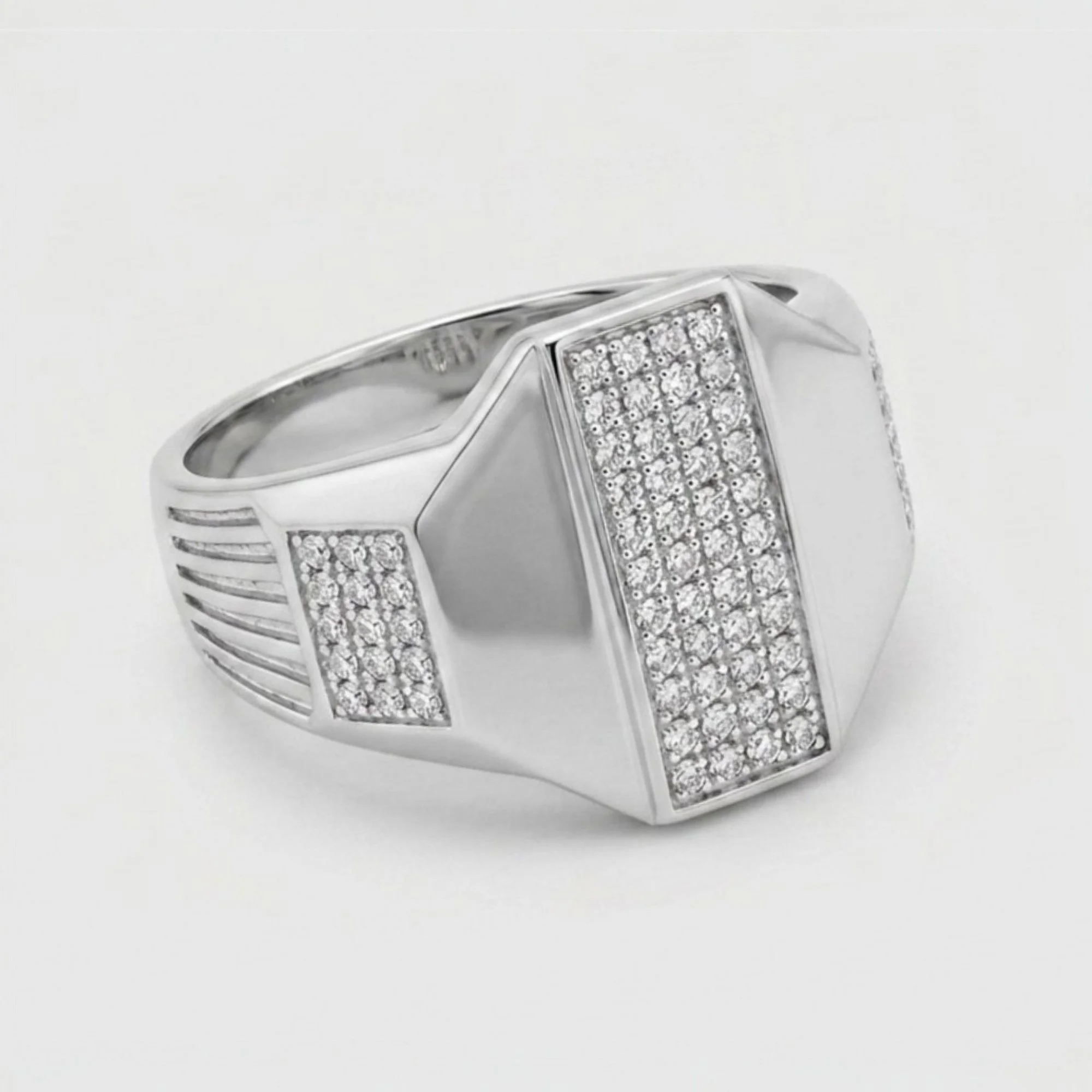 Silver Elongated Pillar Men's Ring - Image 4