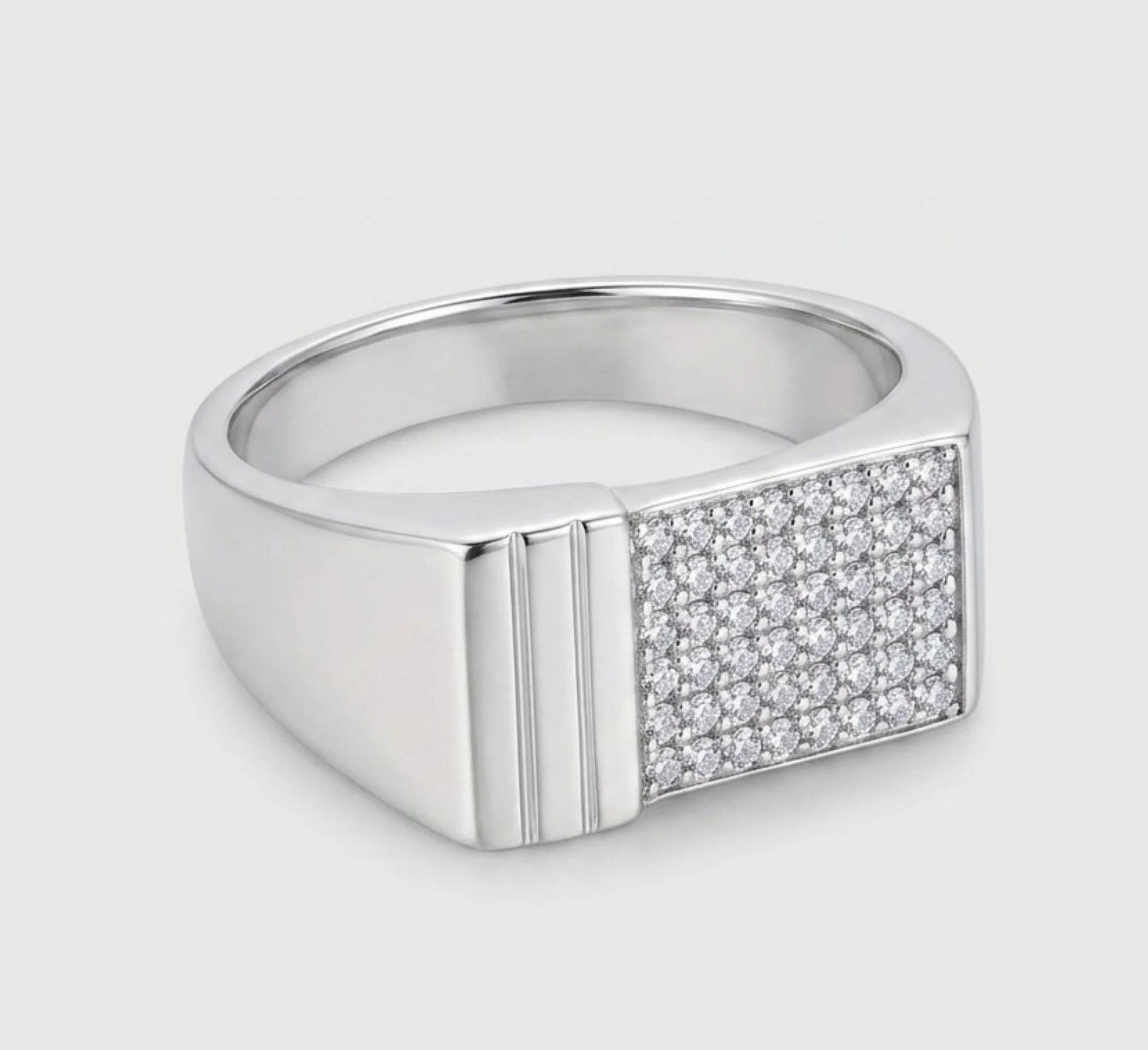 Silver Triple-Groove Men's Ring - Image 4