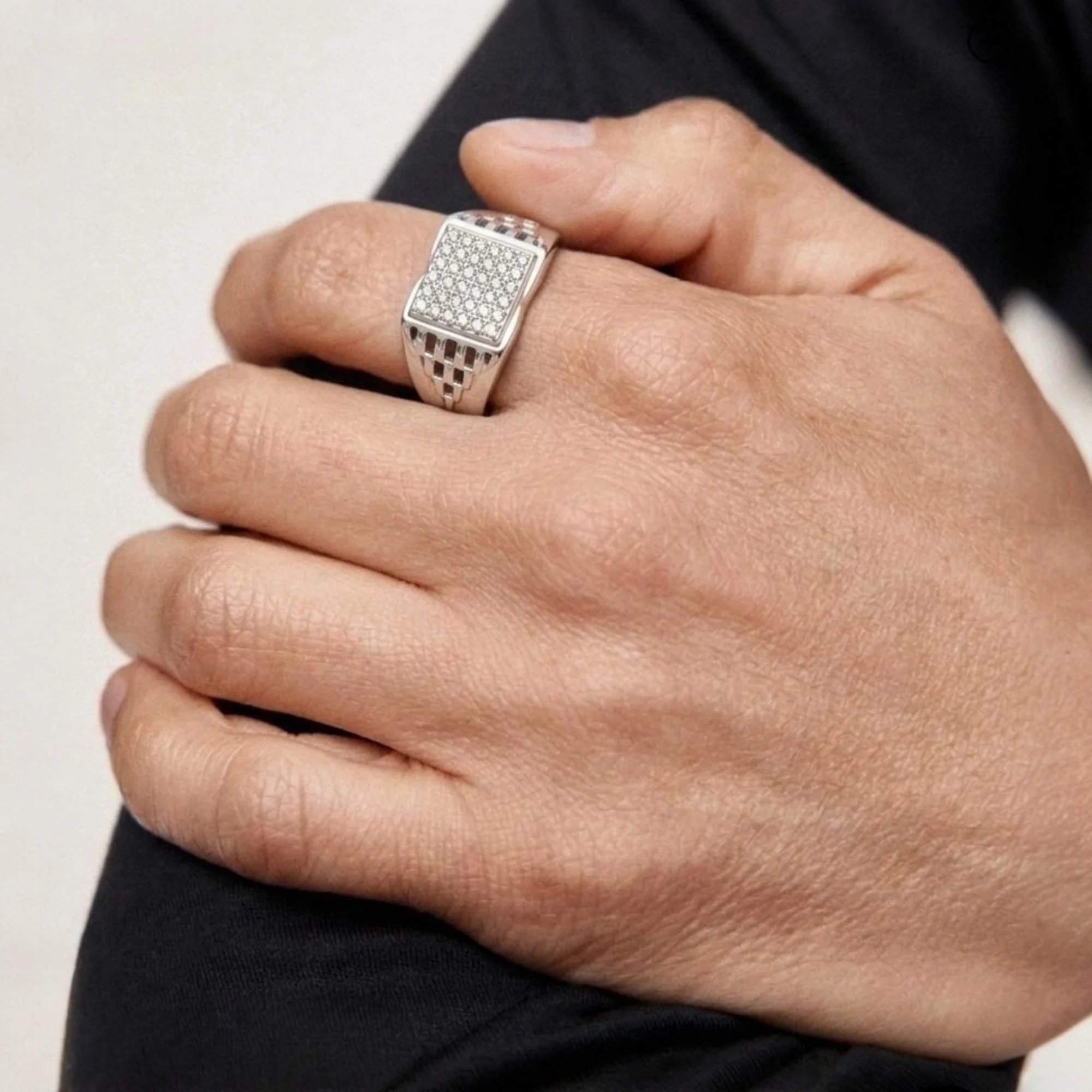 Silver Metropolitan Square Men's Ring - 2