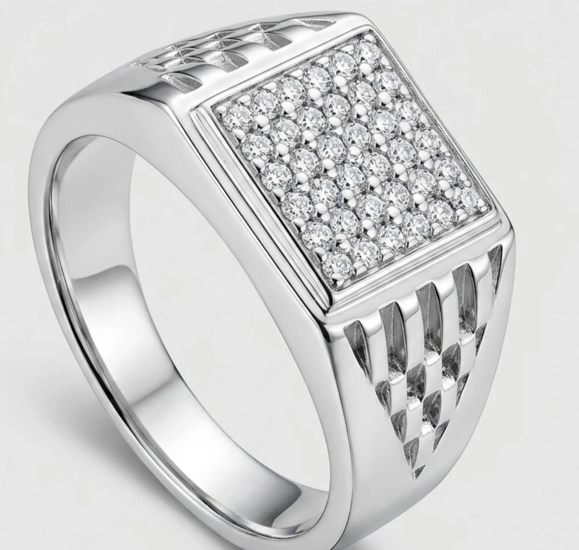Silver Metropolitan Square Men's Ring - Image 3
