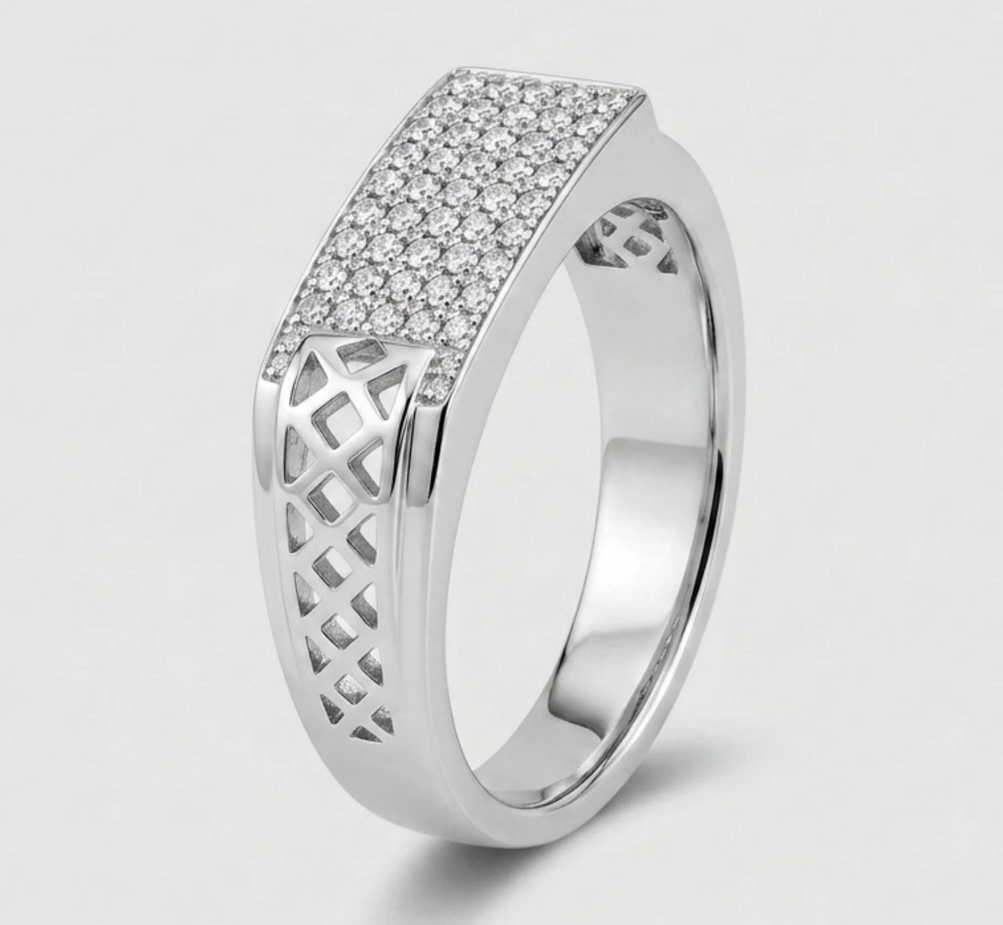 Silver Modern Mosaic Men's Ring