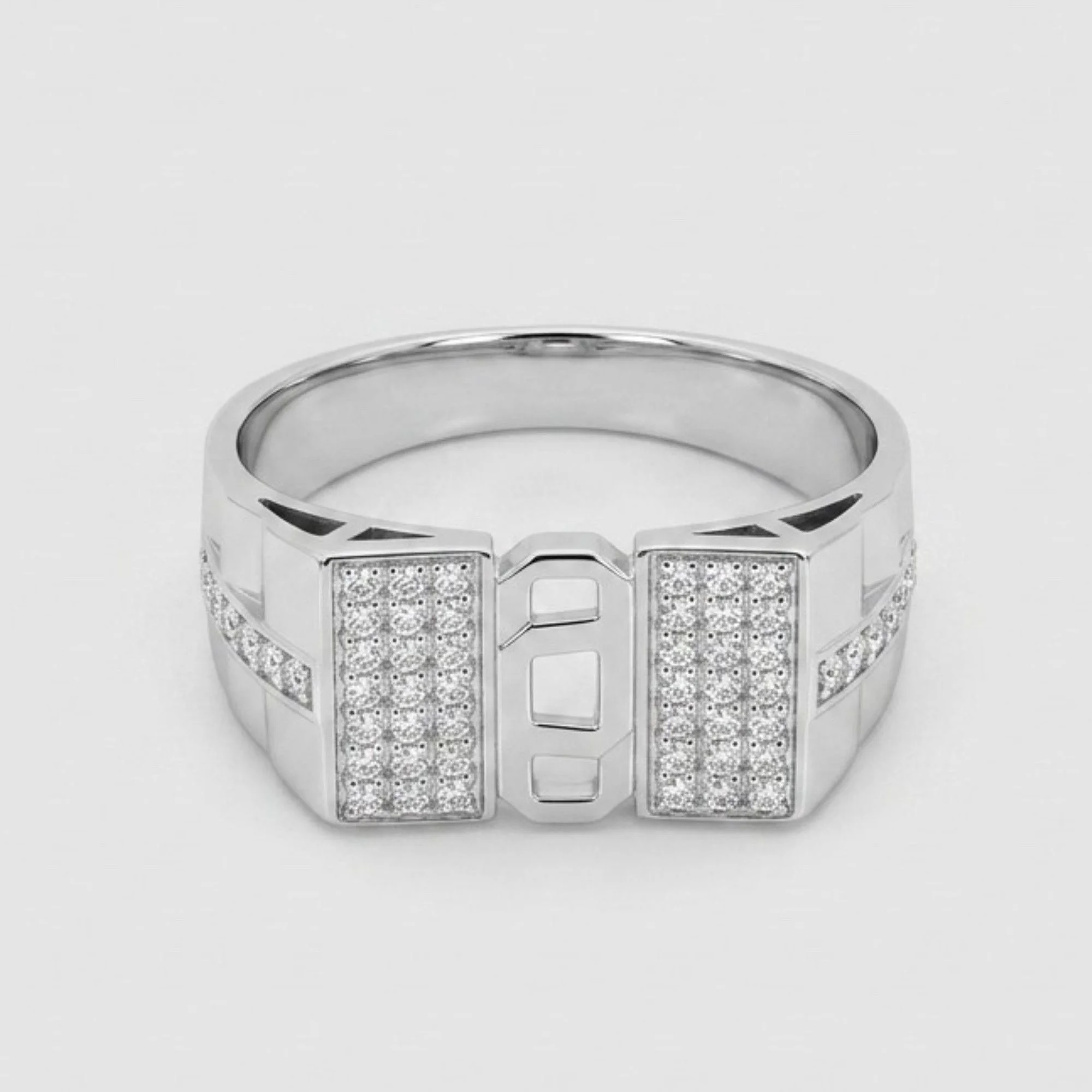 Silver Dual-Block Bridge Men's Ring - Image 4
