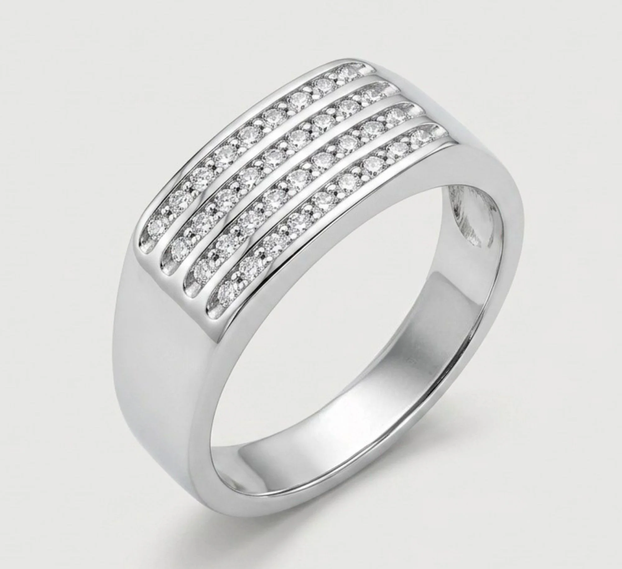 Silver Parallel Stream Men's Ring