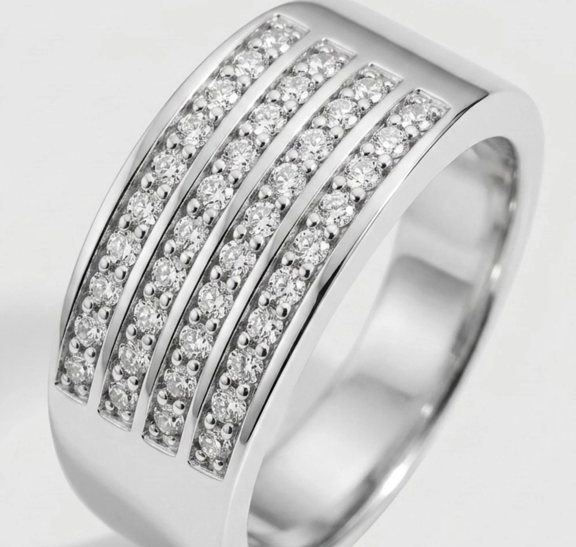 Silver Parallel Stream Men's Ring - Image 3
