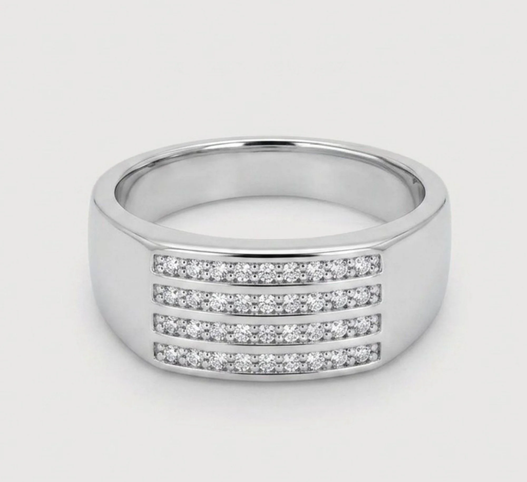 Silver Parallel Stream Men's Ring - Image 4