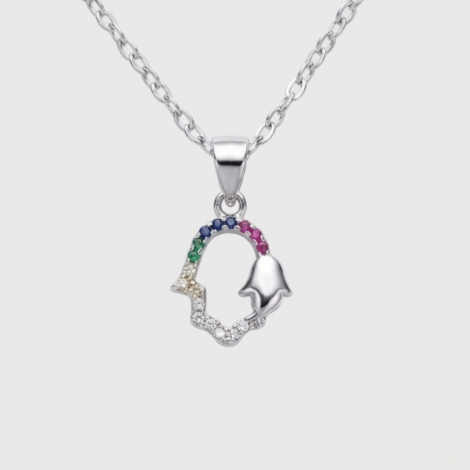 Silver Hamsa Charm Chain & Pendant - Image 1