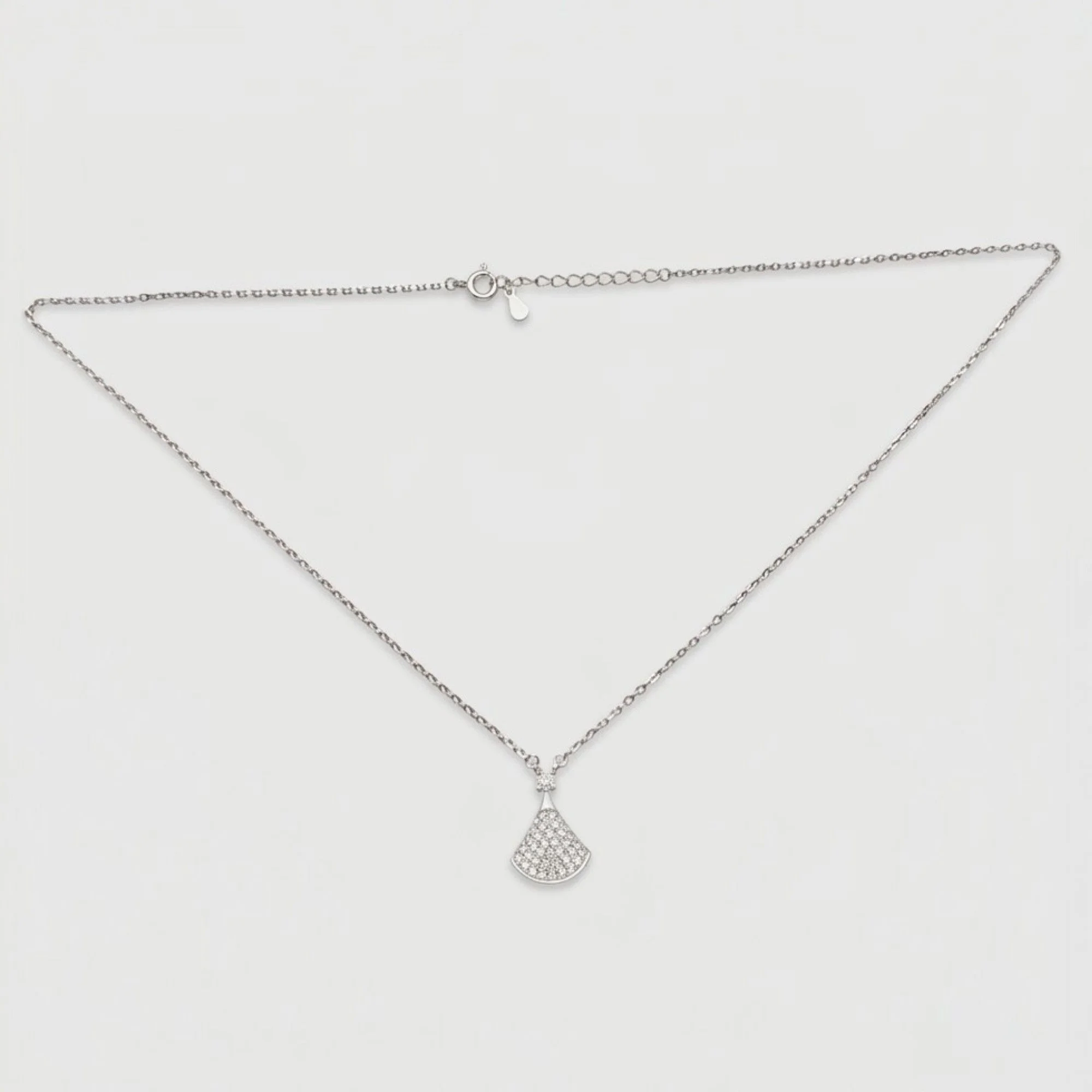 Silver Glittering Fan Chain & Pendant - Image 4