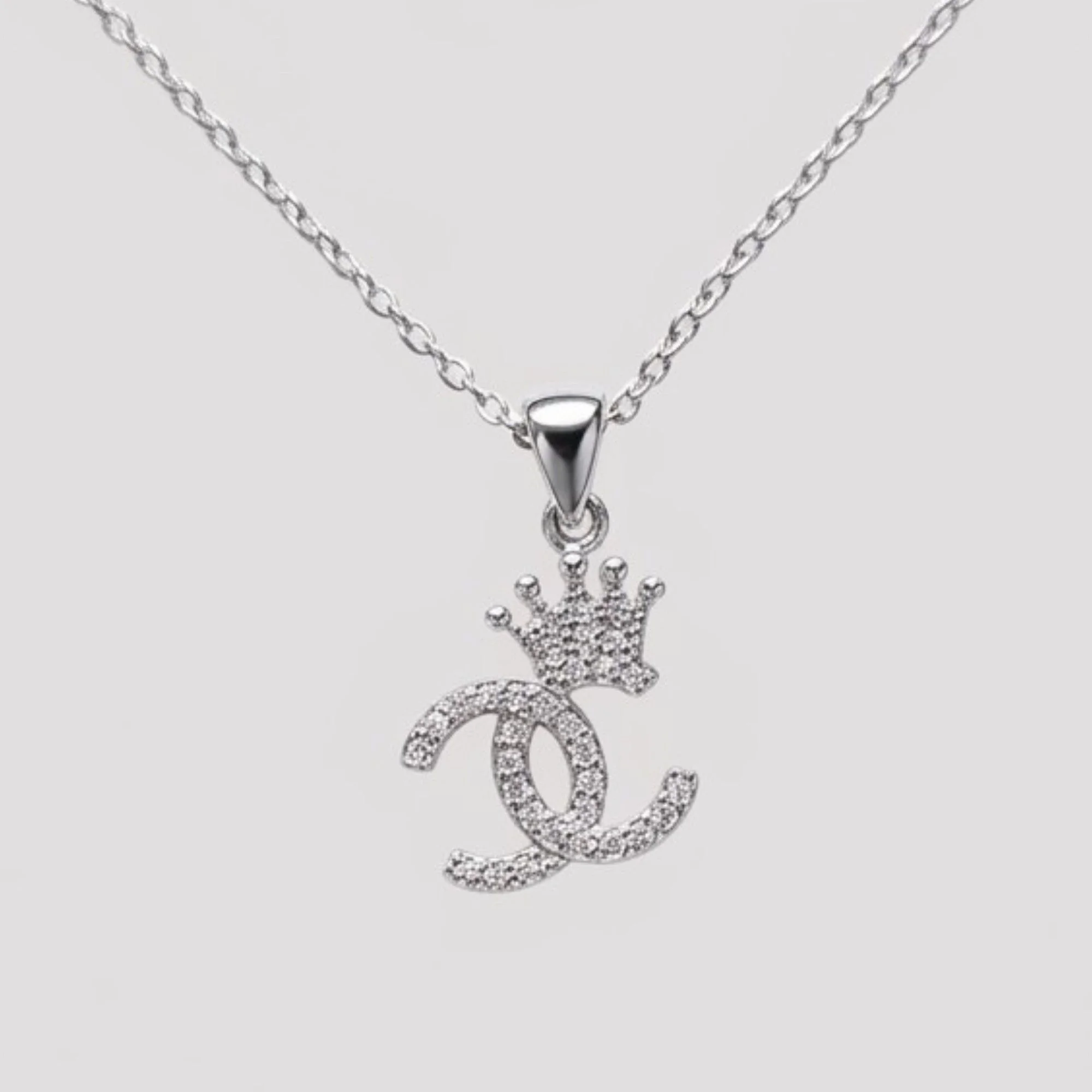 Silver Intertwined Crown Chain & Pendant - Image 1