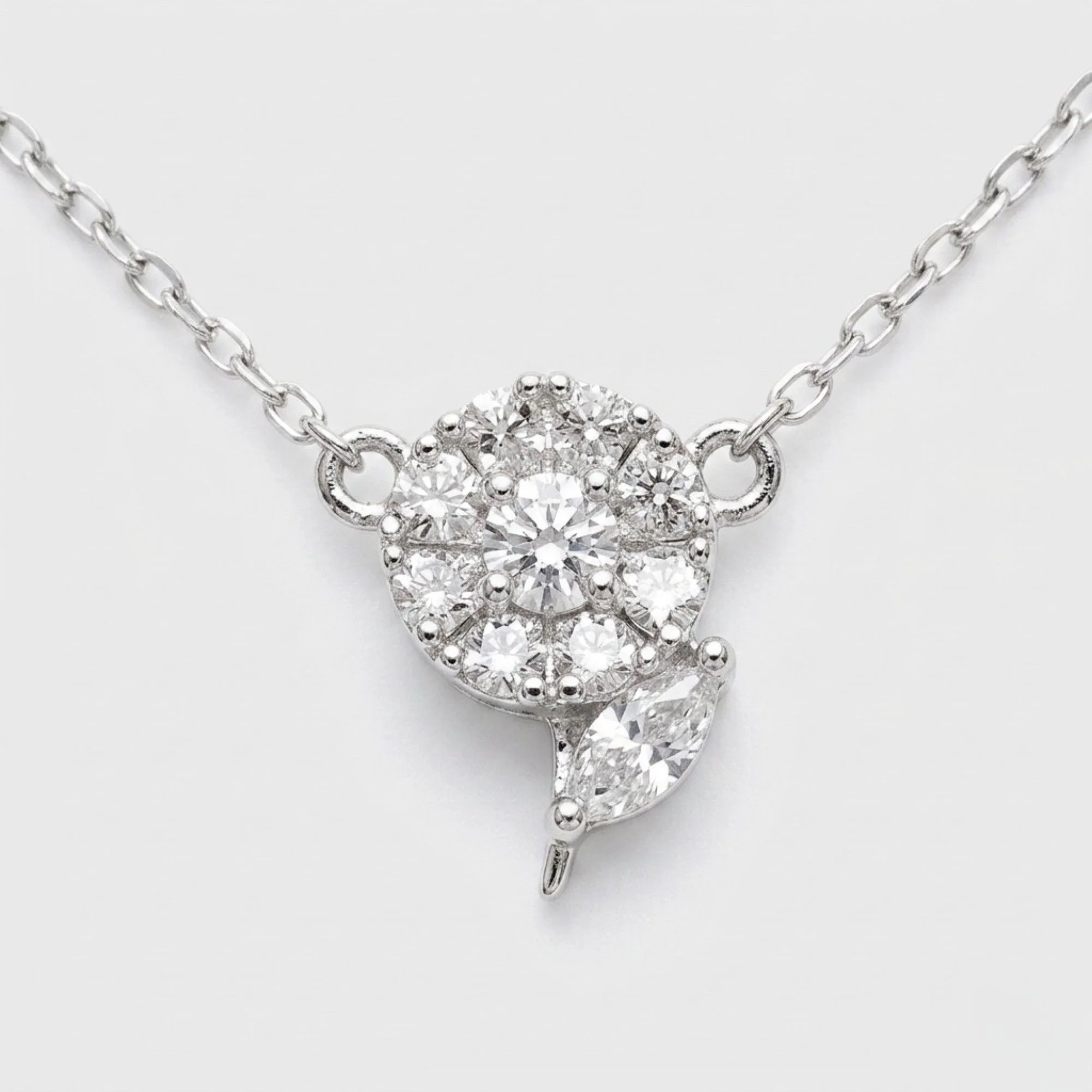 Silver Floral Cluster Chain & Pendant - Image 1