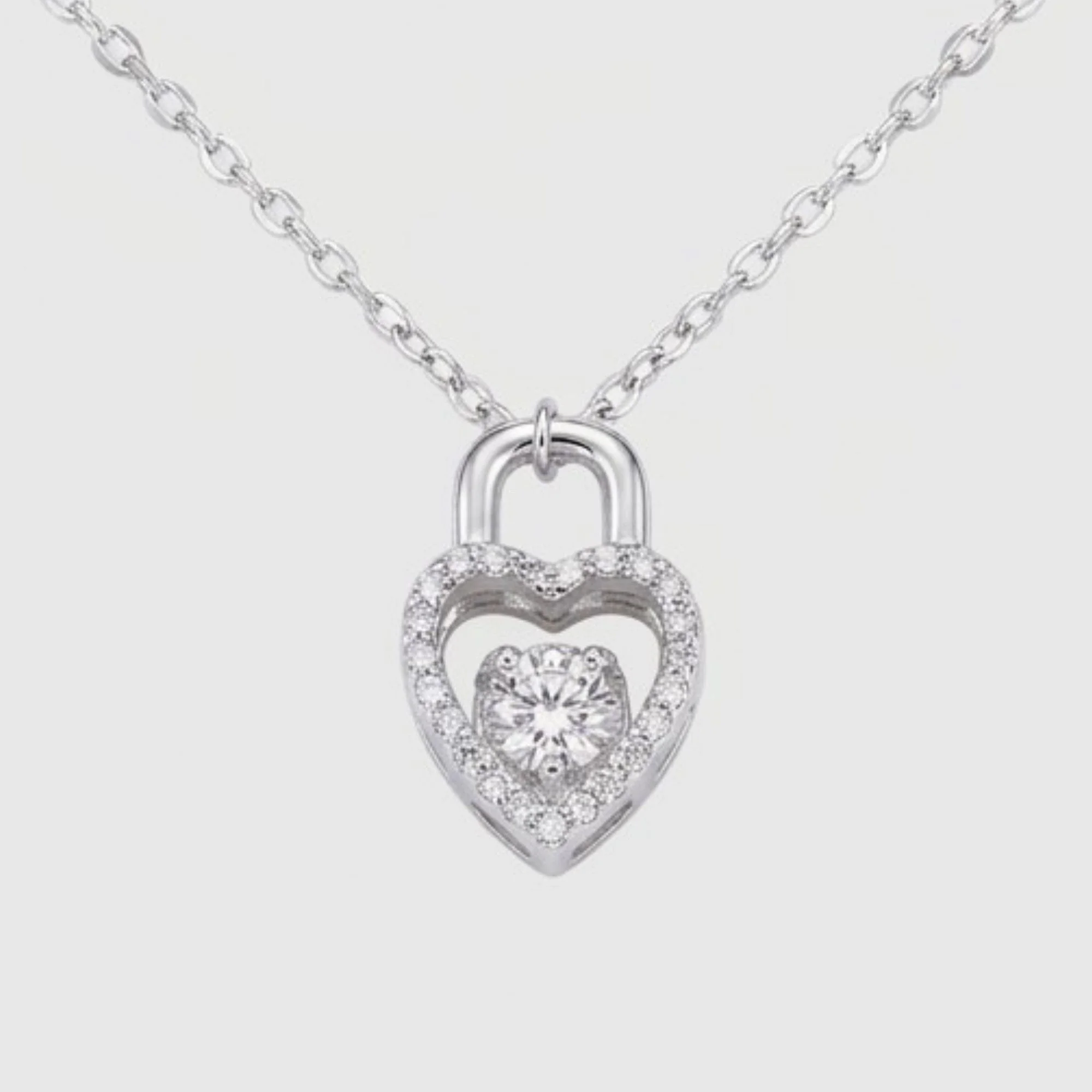 Silver Heart Lock Radiant Chain & Pendant - Image 1