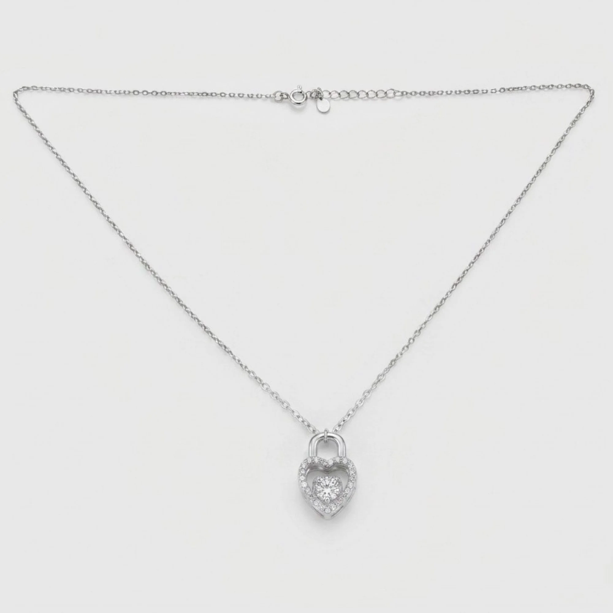 Silver Heart Lock Radiant Chain & Pendant - Image 4