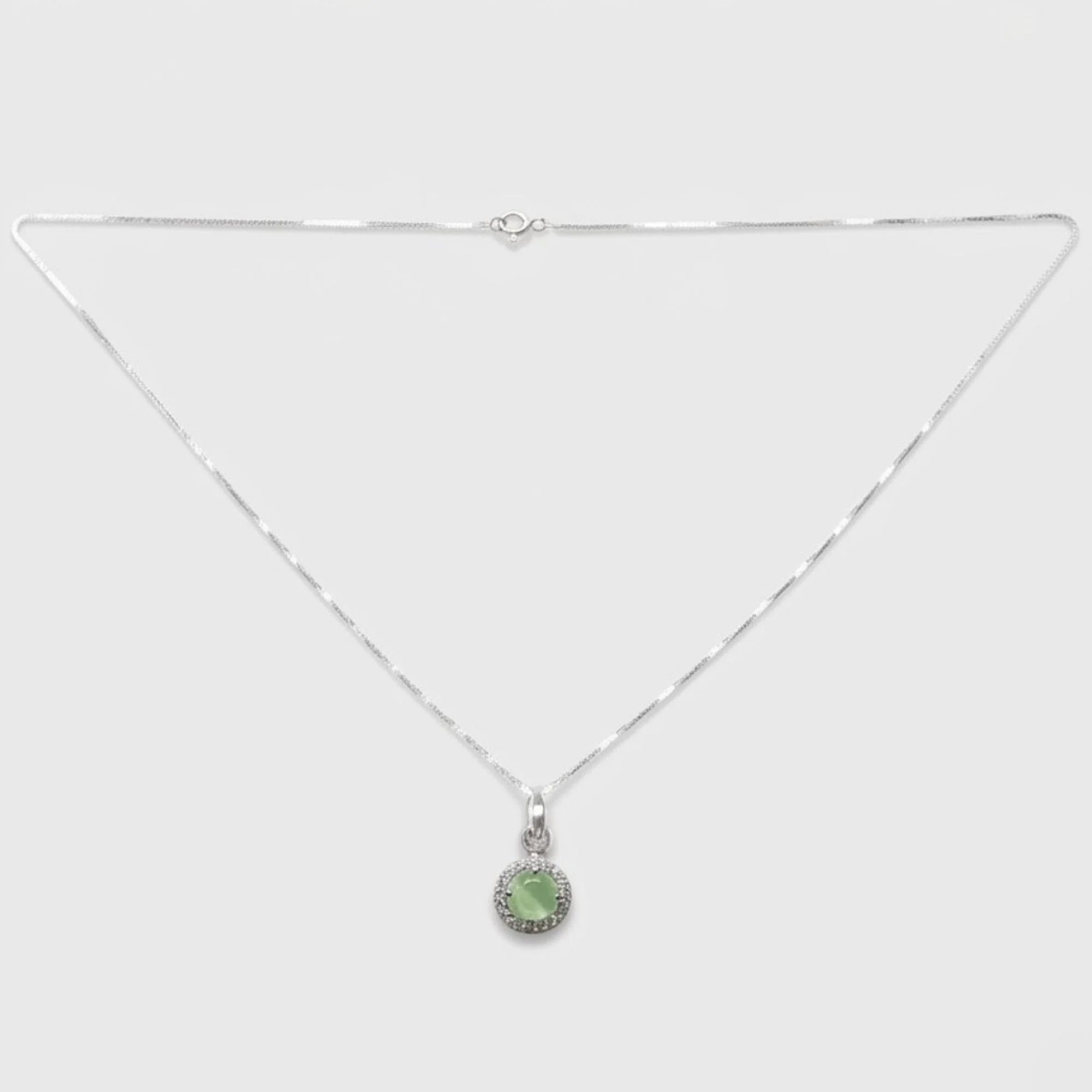 Silver Mint Green Solitaire Chain & Pendant - Image 4