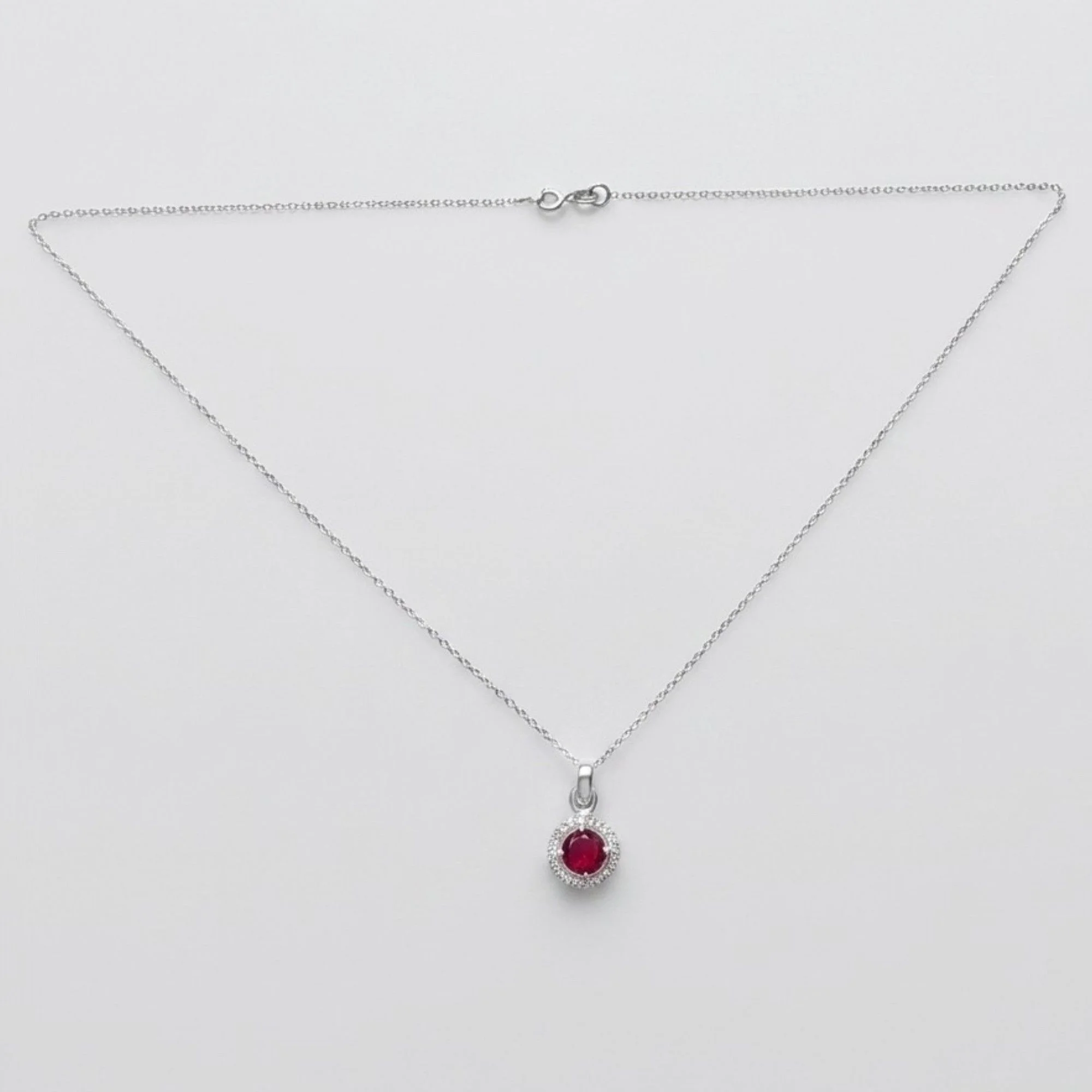 Silver Ruby Solitaire Chain & Pendant - Image 4