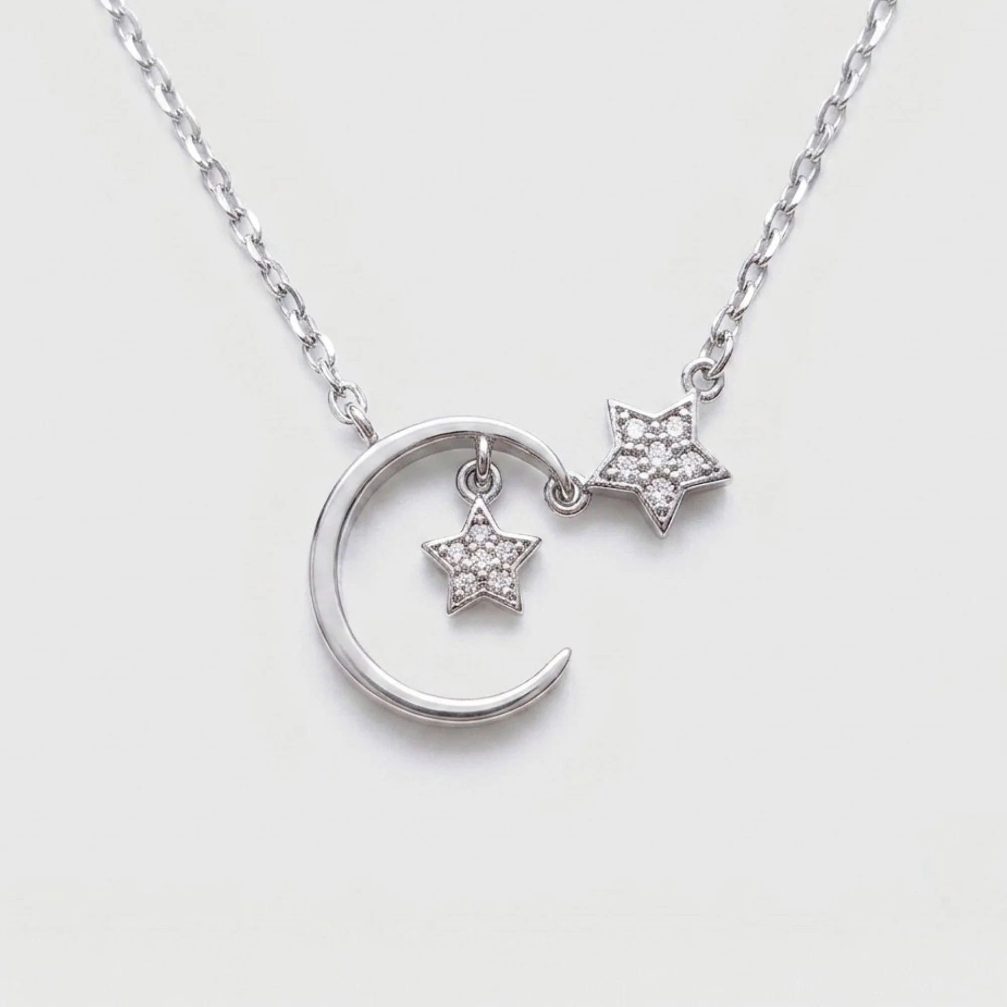 Silver Starlight Crescent Chain & Pendant - Image 1
